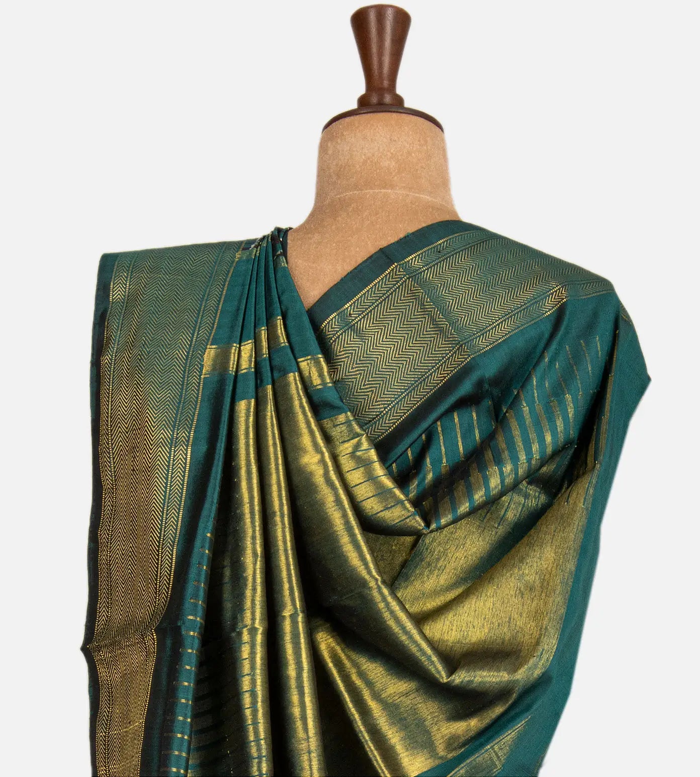 Deep Teal Ikkat Silk Saree
