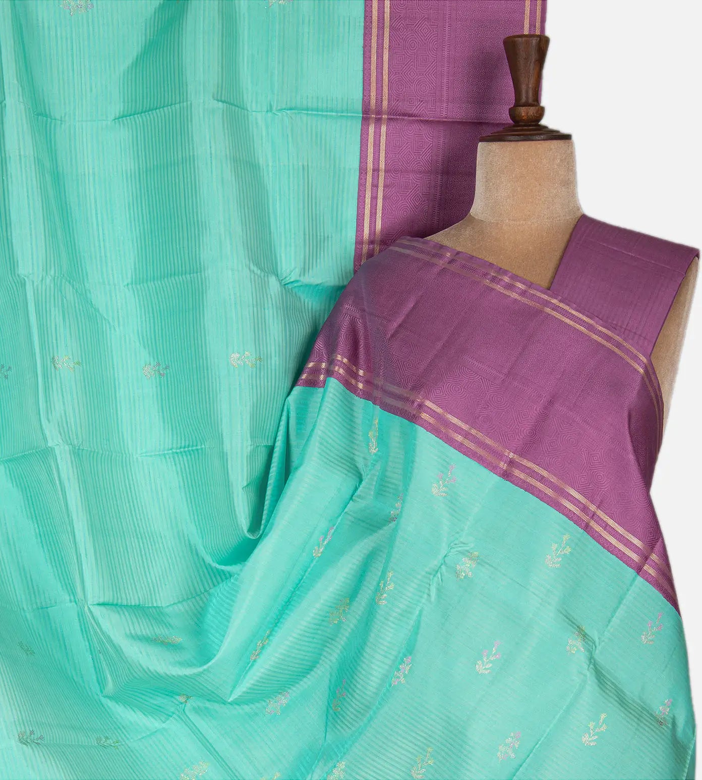 Turquoise Blue Kanchipuram Silk Saree