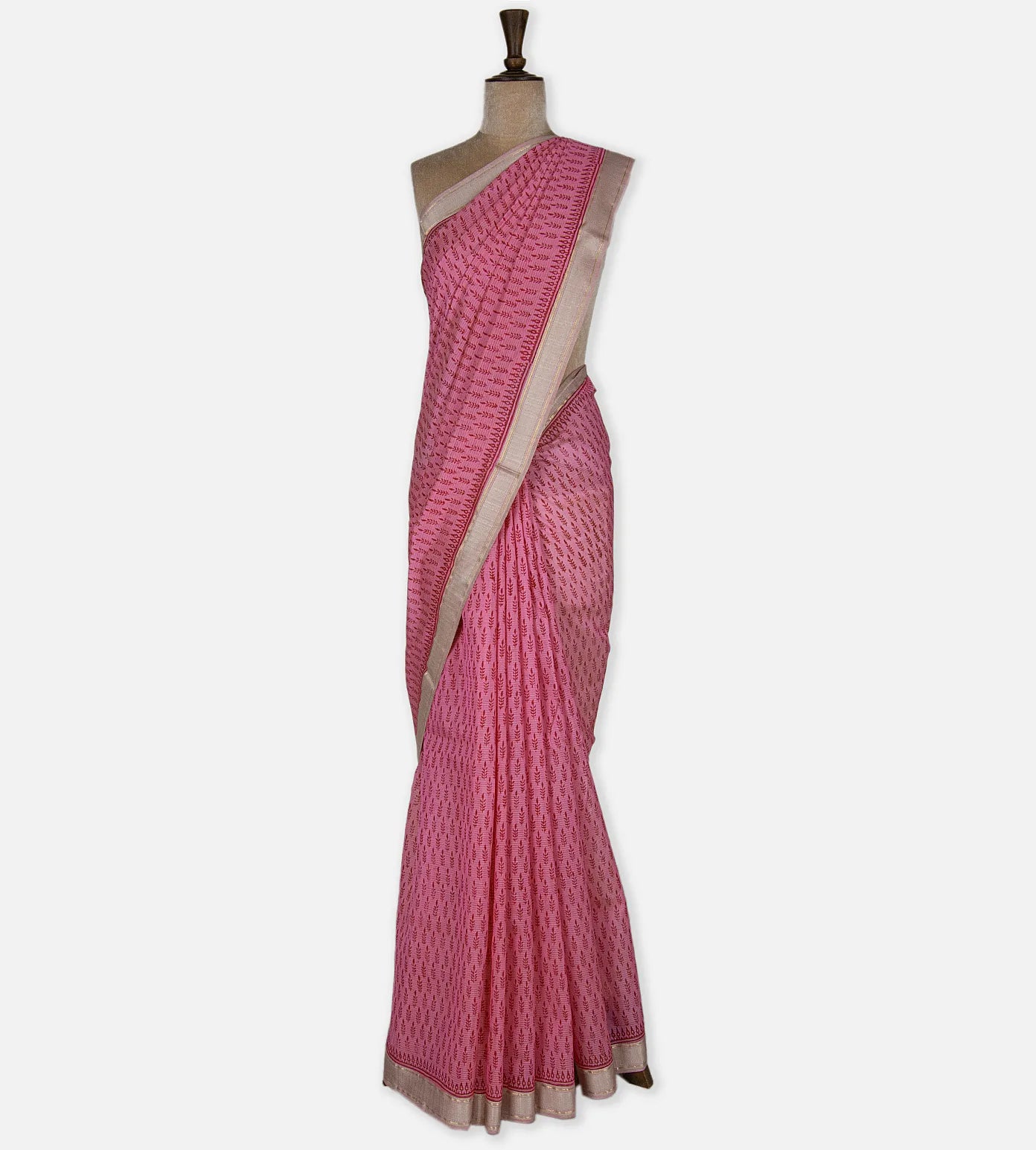 Pink Maheshwari Cotton Saree
