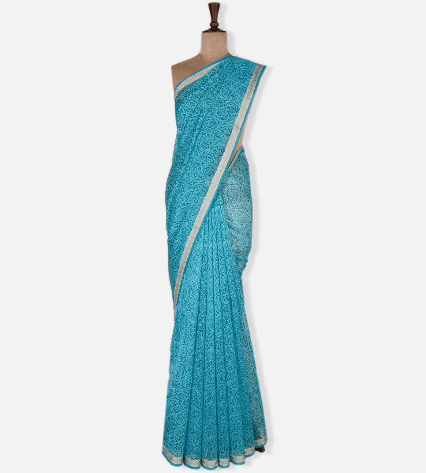 Blue Maheshwari Cotton Saree