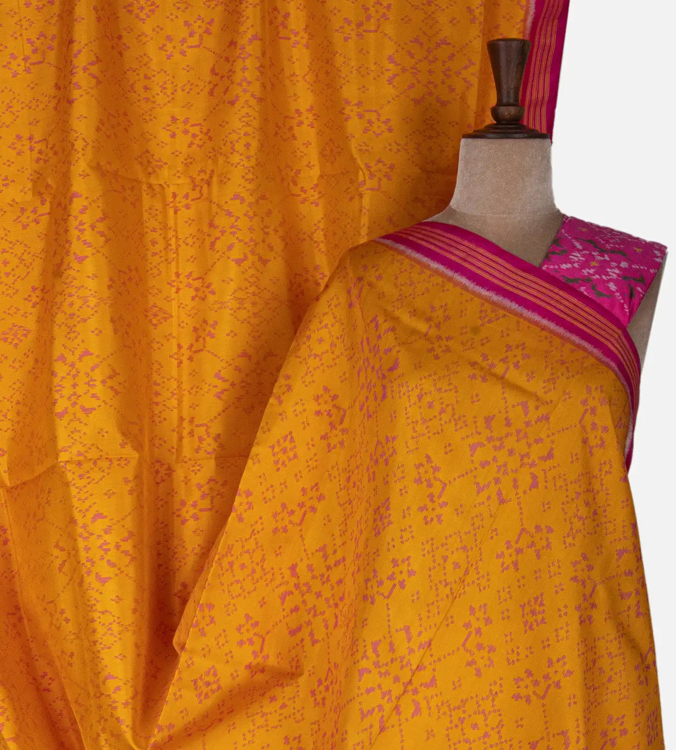 Tangerine Yellow Patola Silk Saree