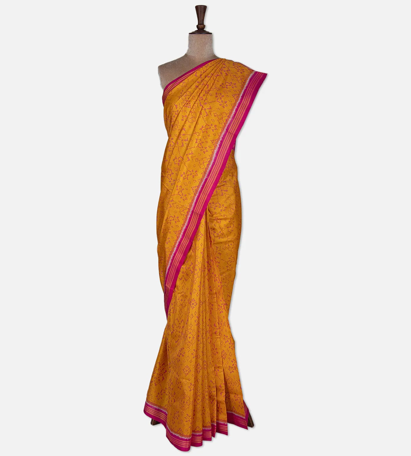 Tangerine Yellow Patola Silk Saree
