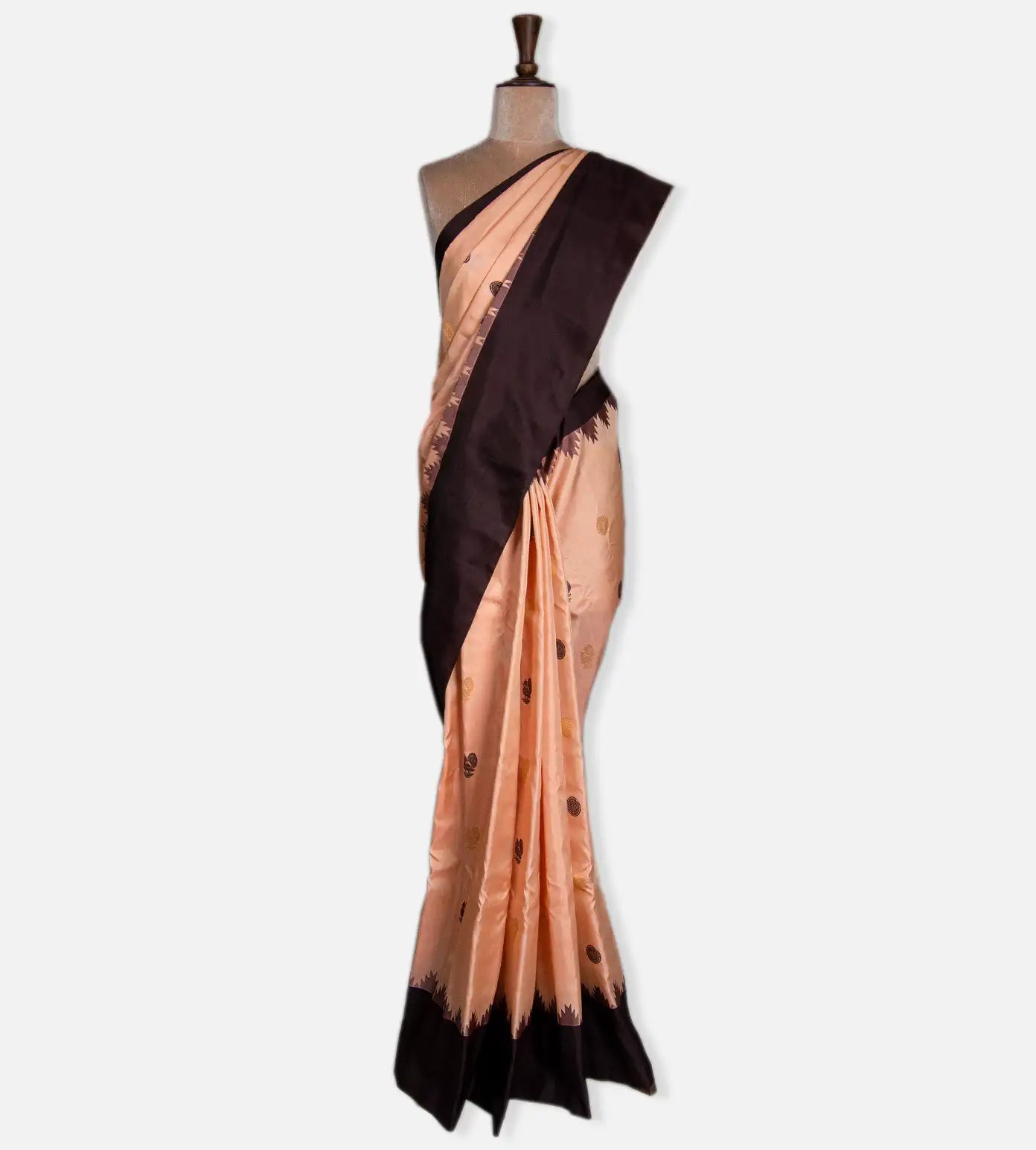 Light Peach Gadwal Silk Saree