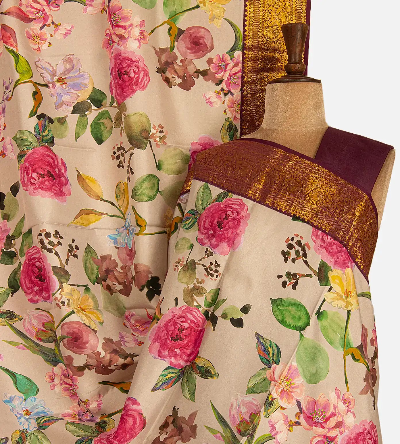 Light Beige Kanchipuram Silk Saree