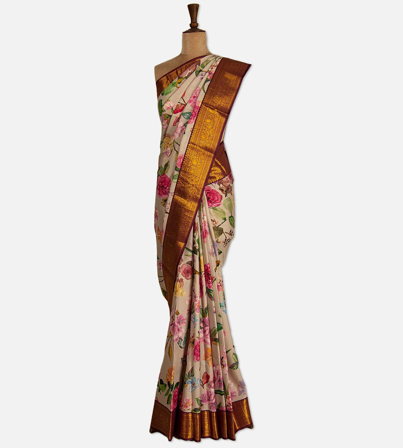 Light Beige Kanchipuram Silk Saree