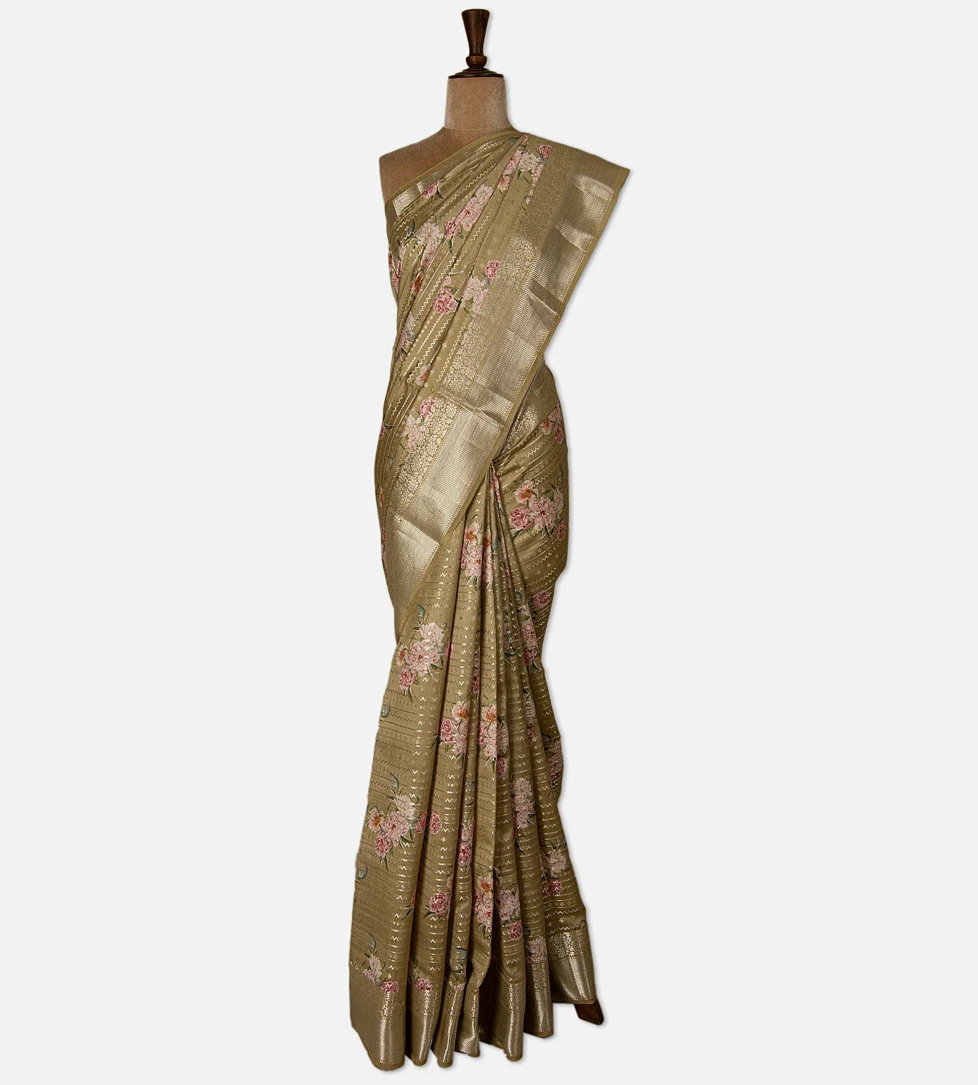 Beige Chaniya Silk Saree
