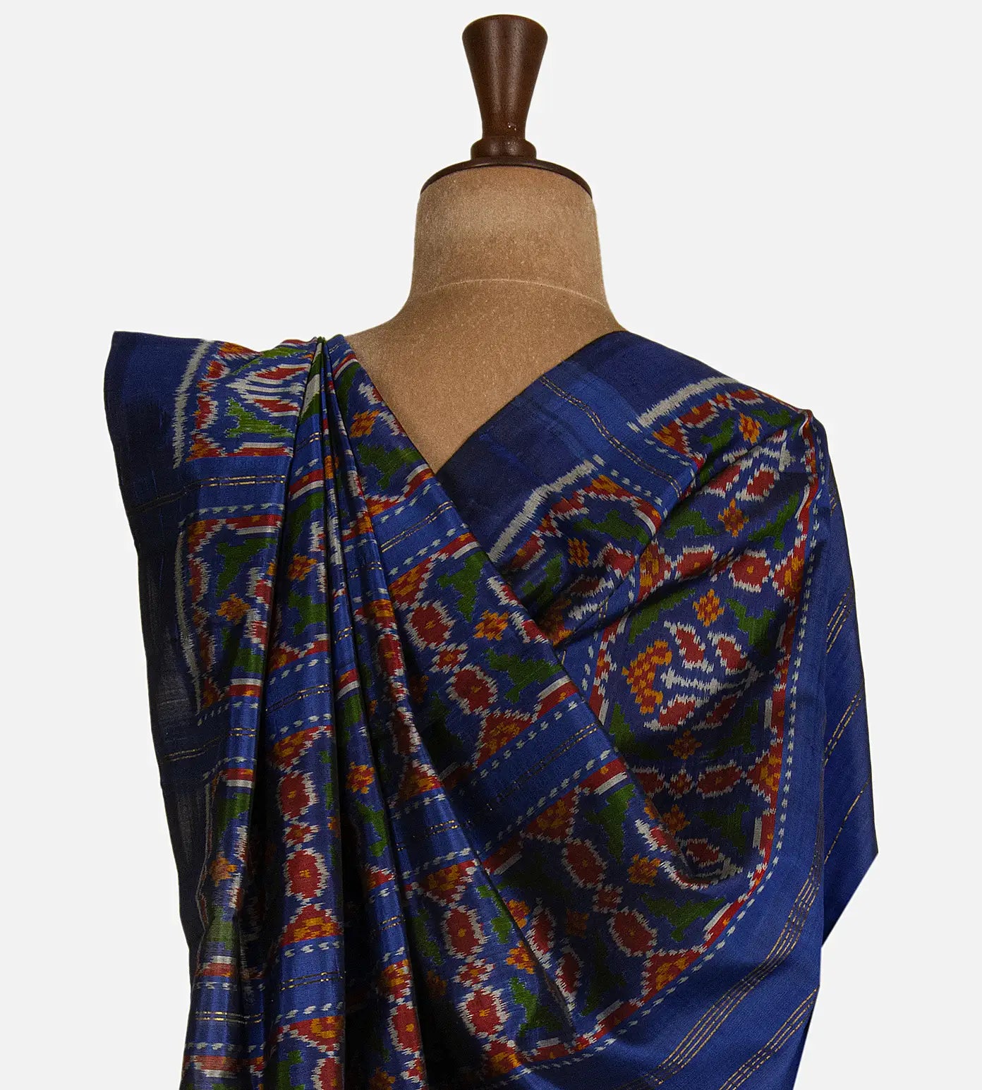 Green and Grey Patola Silk Saree