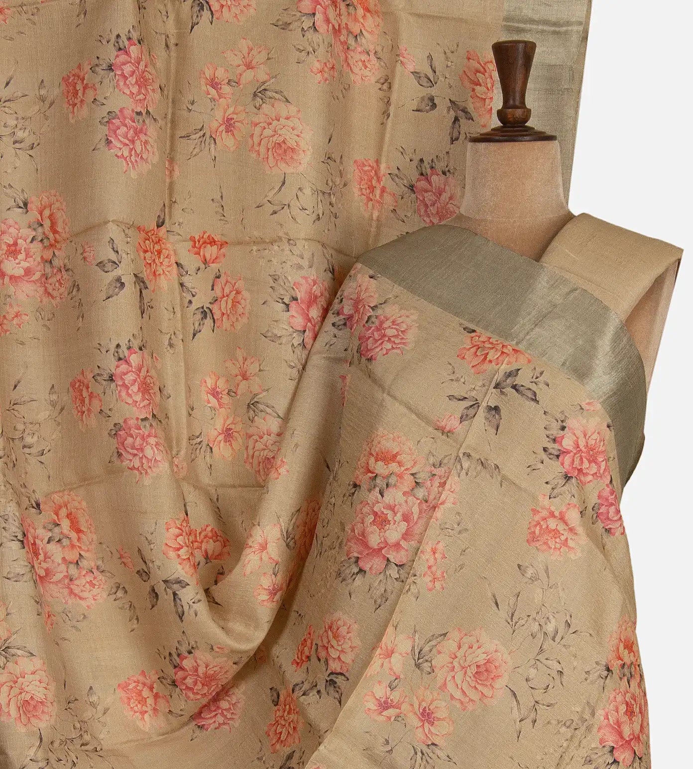 Beige Tussar Saree