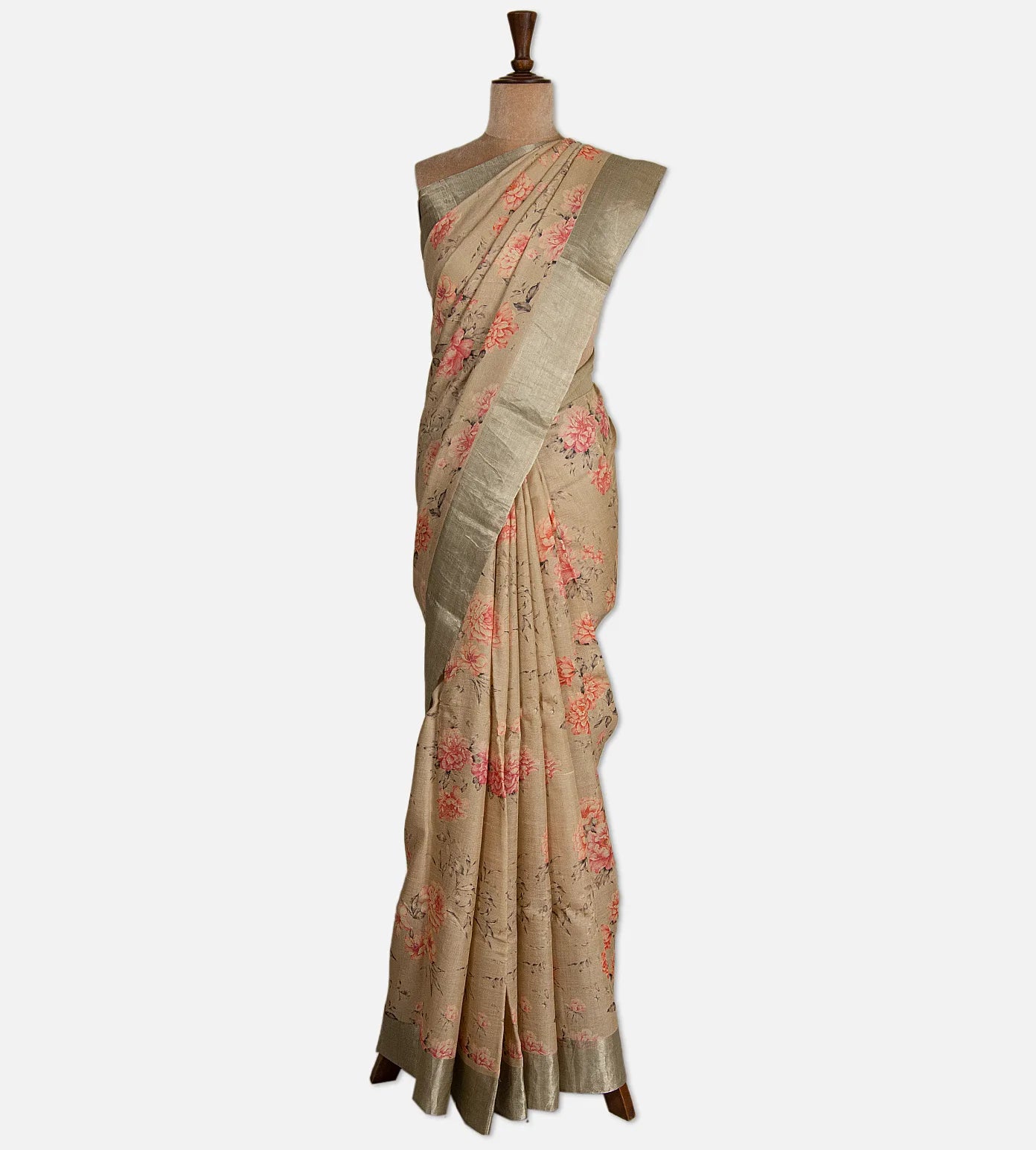 Beige Tussar Saree