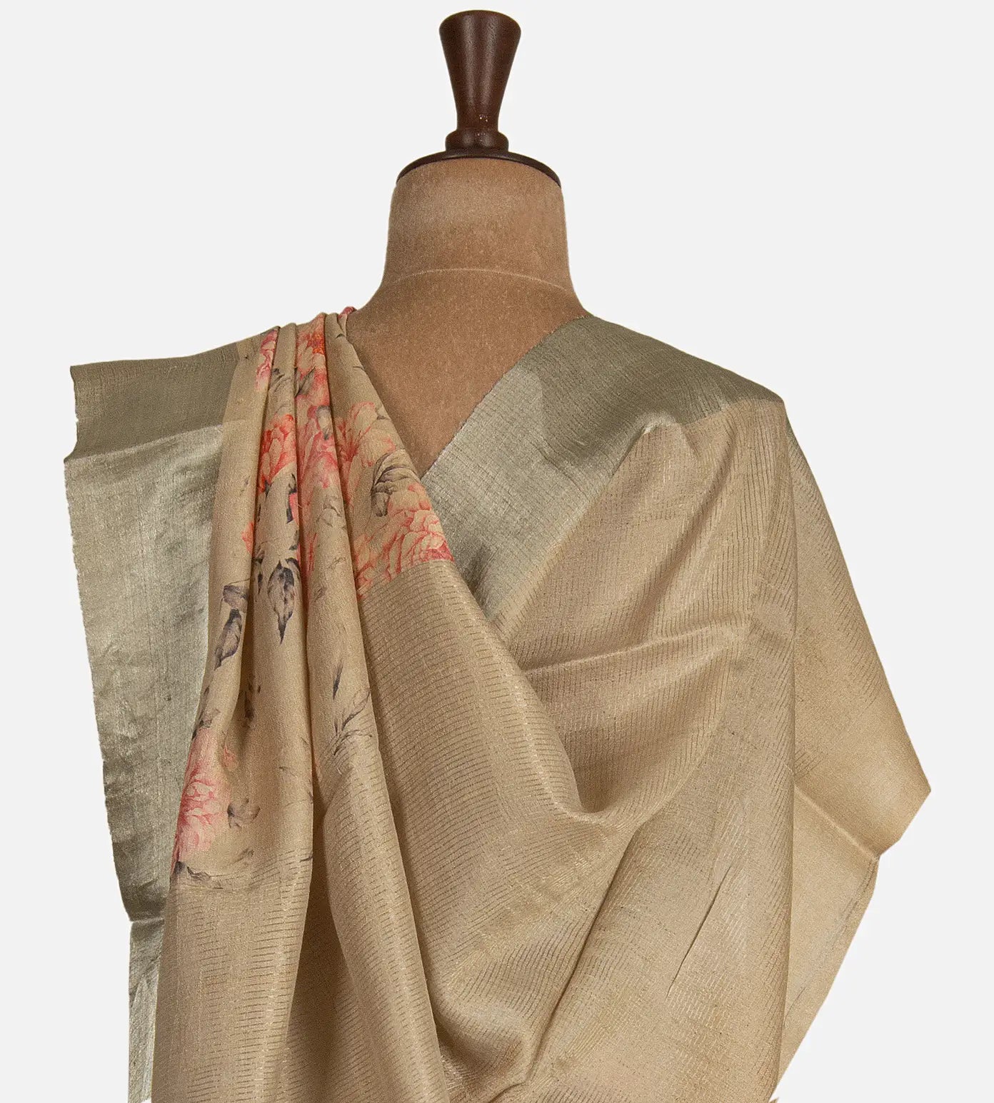Beige Tussar Saree