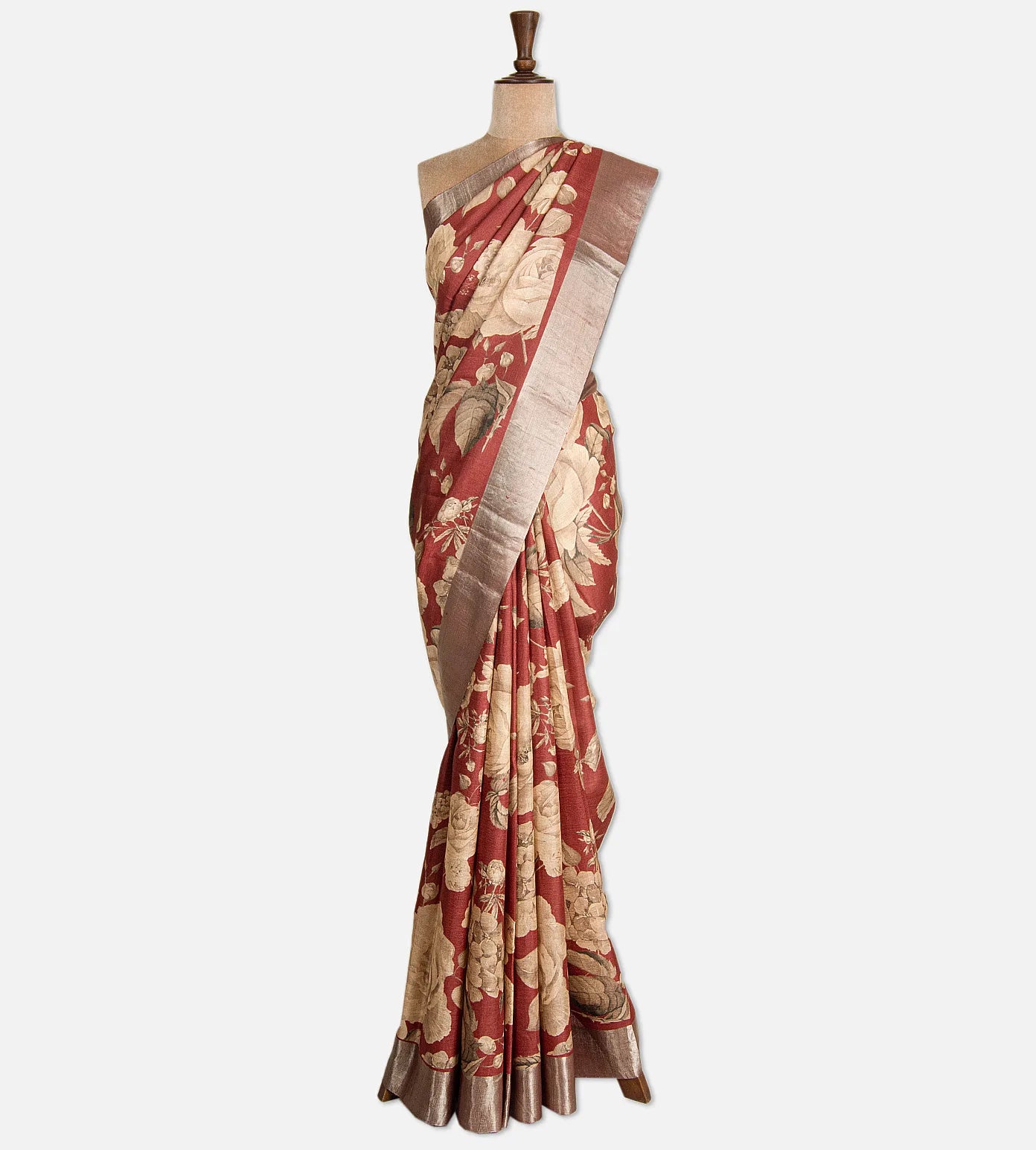 Maroon Tussar Saree