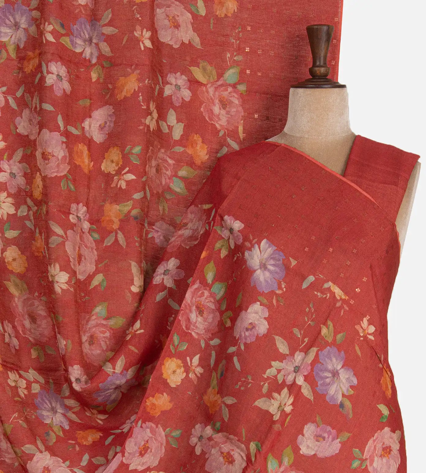 Red Tissue Tussar Saree