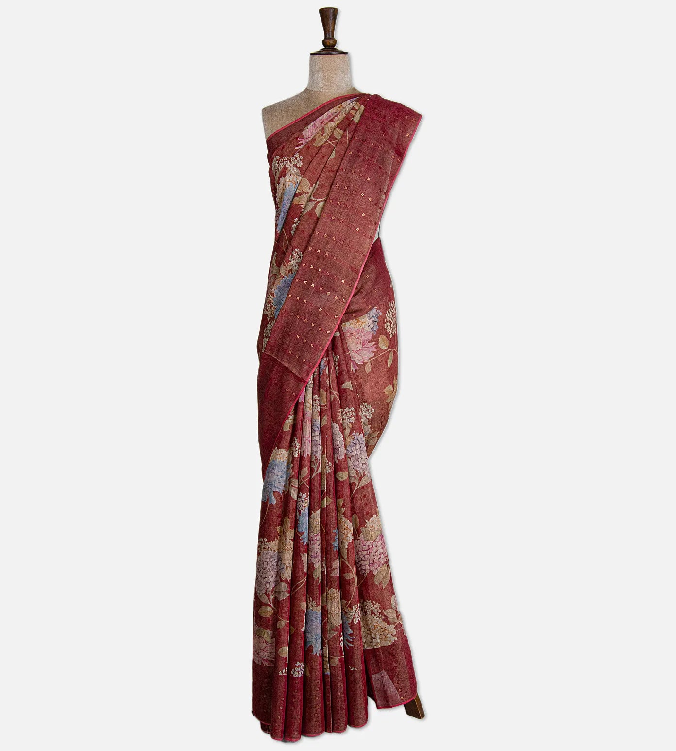 Maroon Tissue Tussar Saree