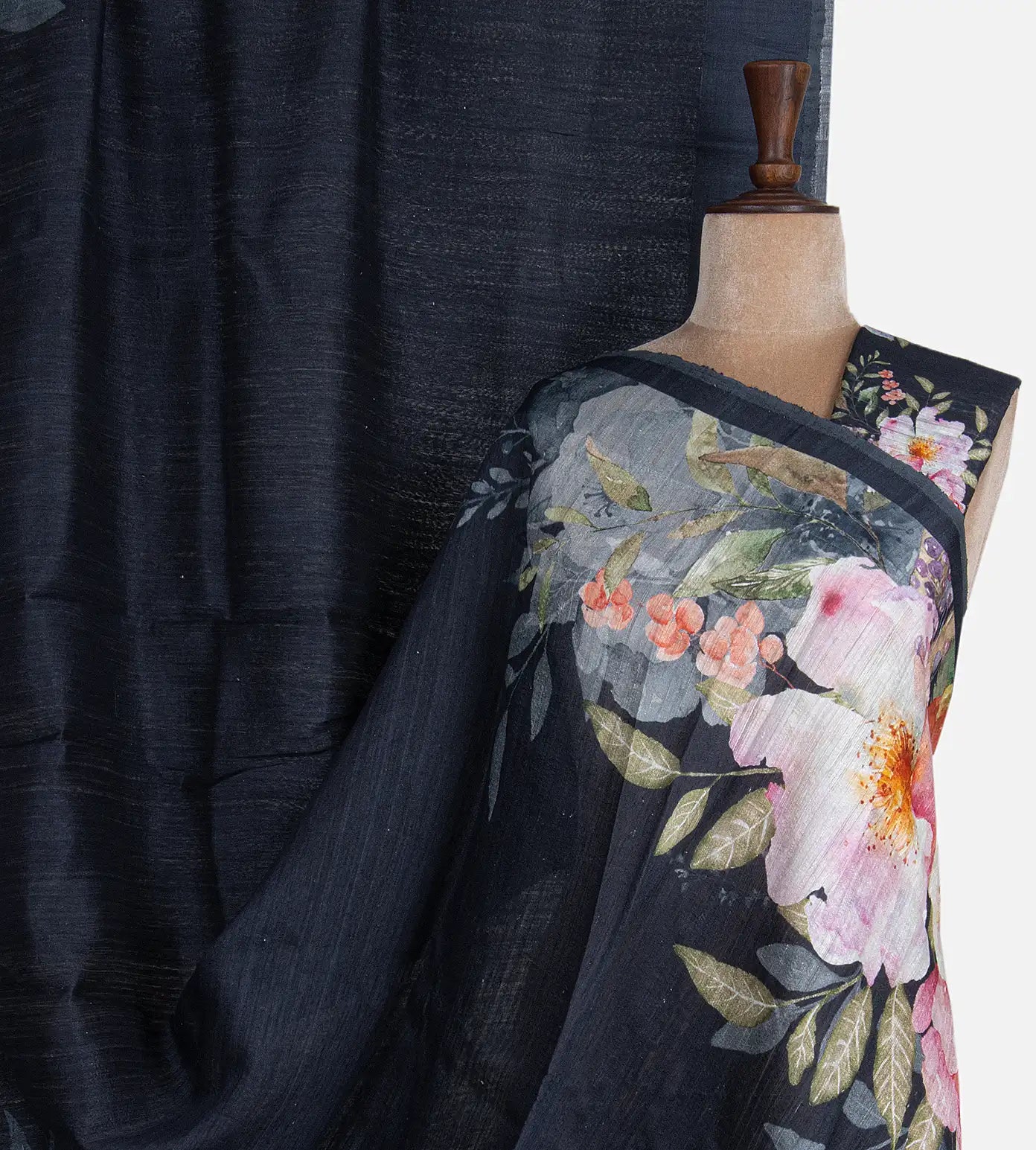 Navy Blue Matka Tussar Saree