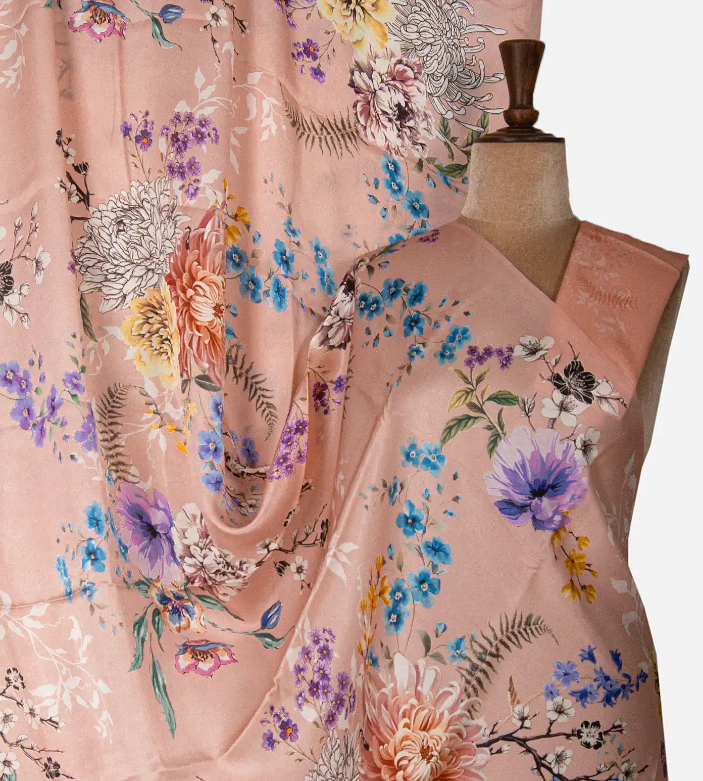 Peach Satin Crepe saree