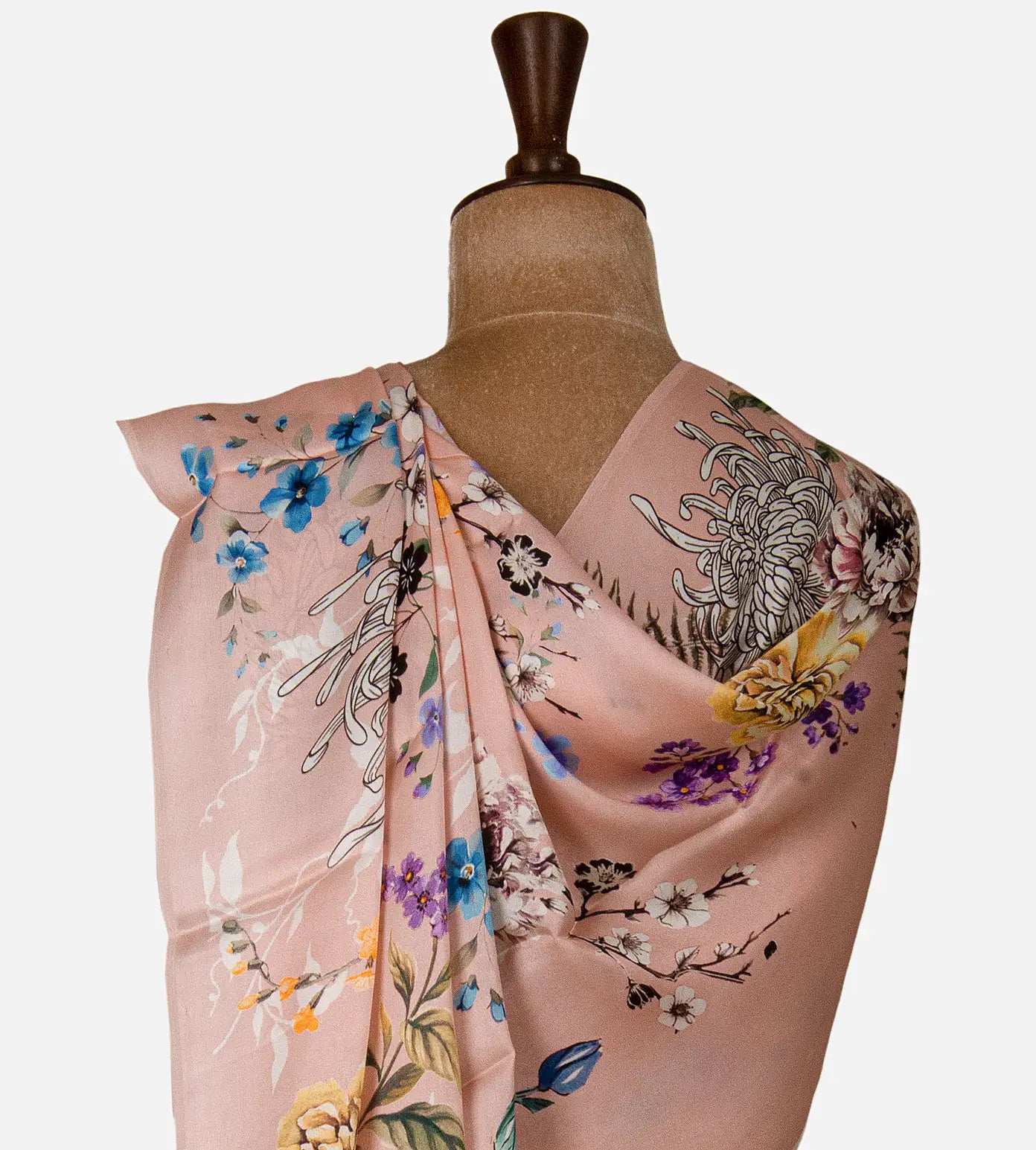 Peach Satin Crepe saree