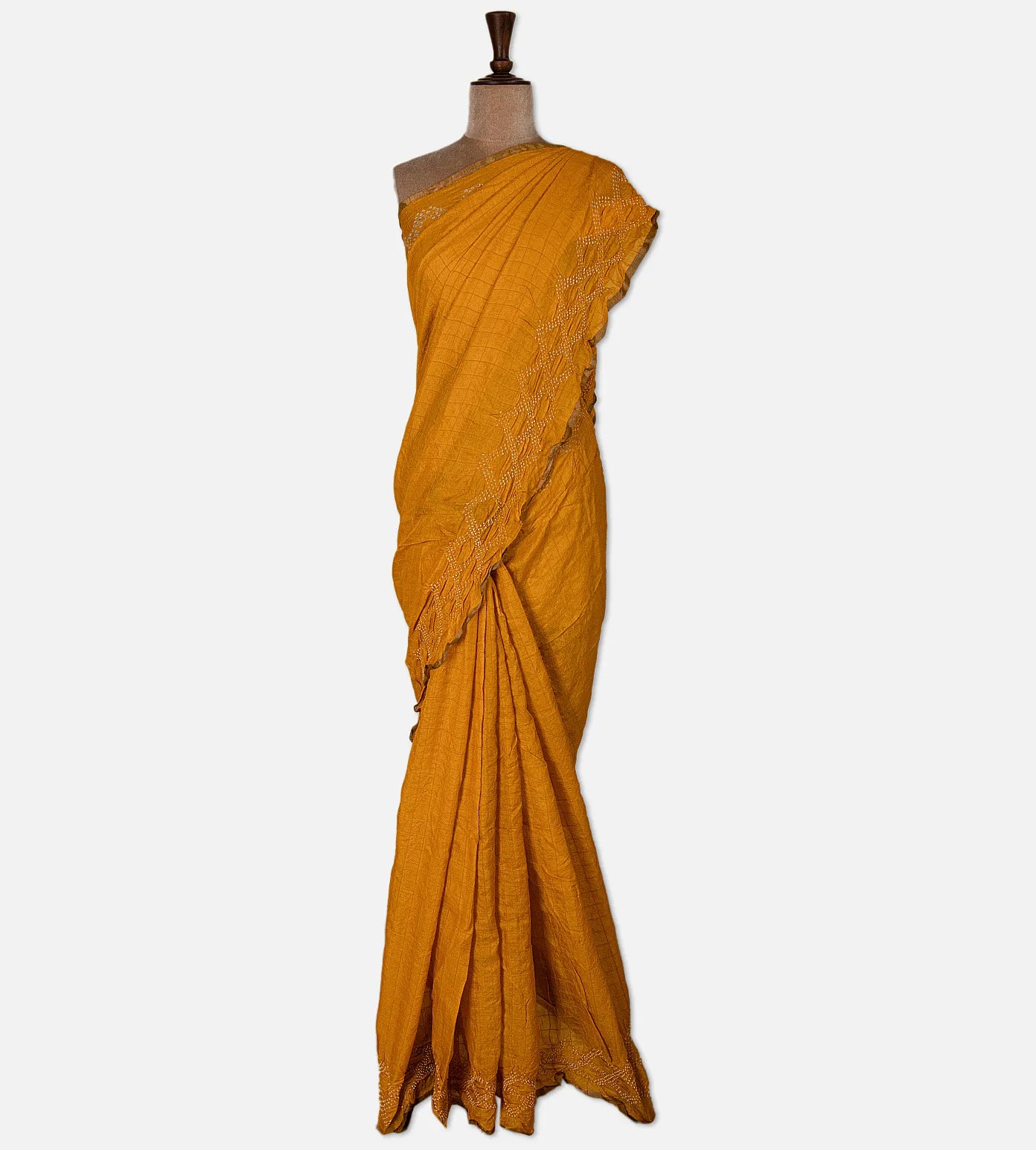 Yellow Bandhani Tussar Saree