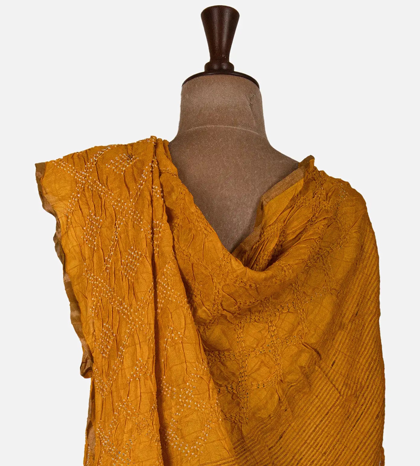Yellow Bandhani Tussar Saree
