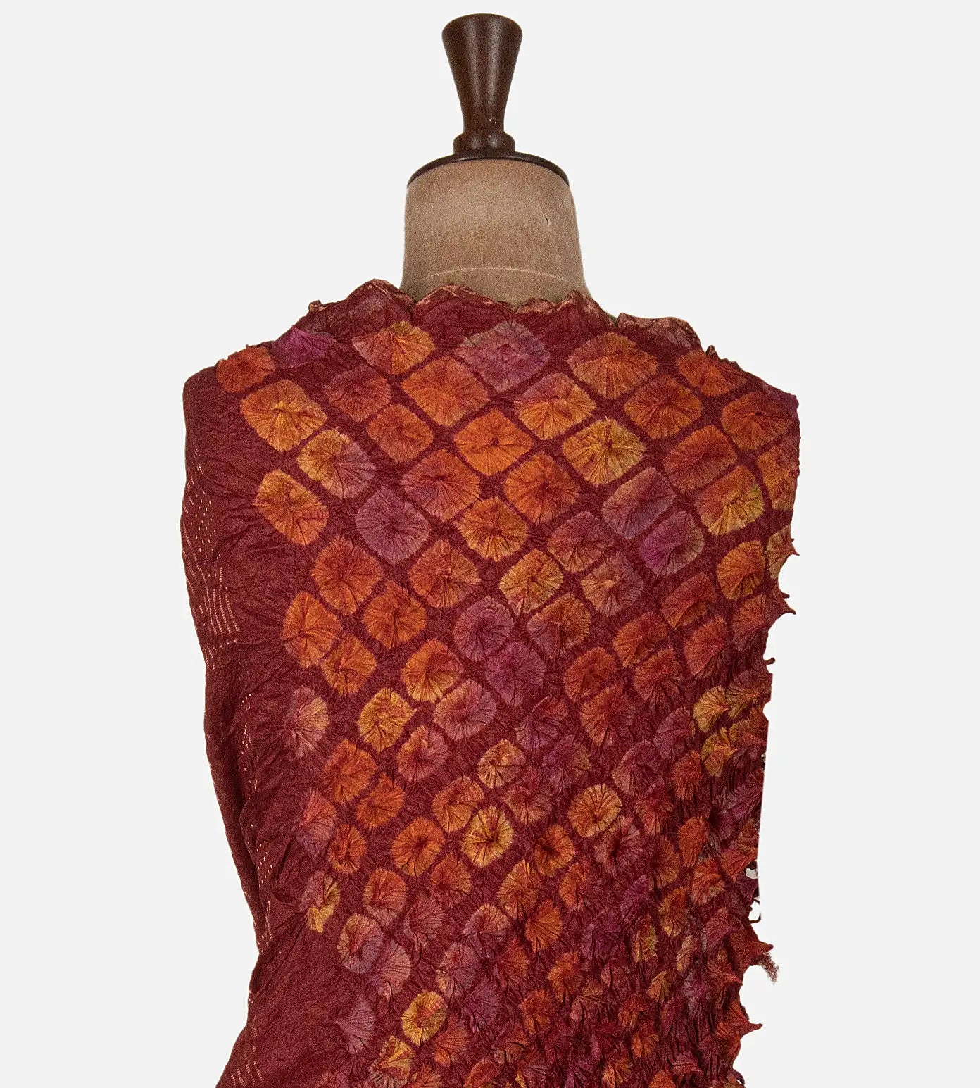 Maroon Bandhani Tussar Saree