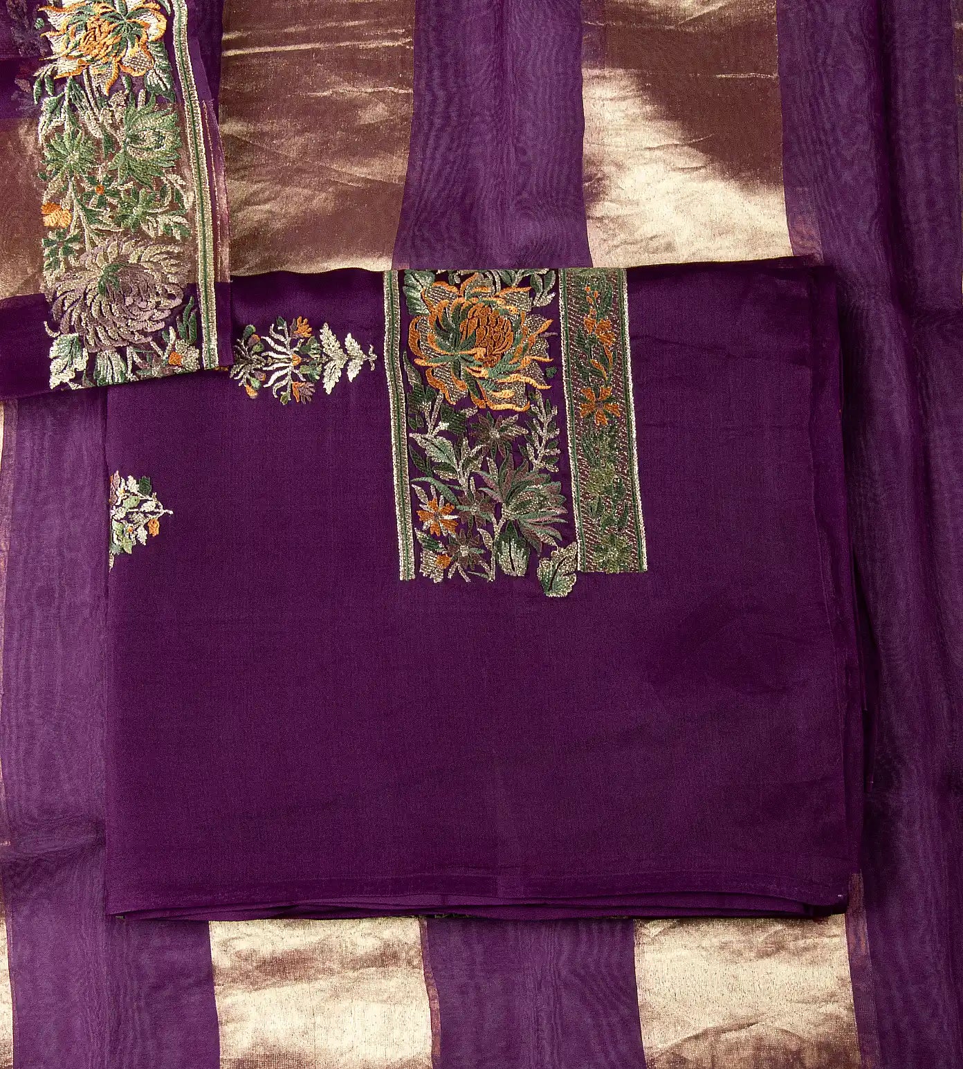 Purple Organza Embroidery Salwar