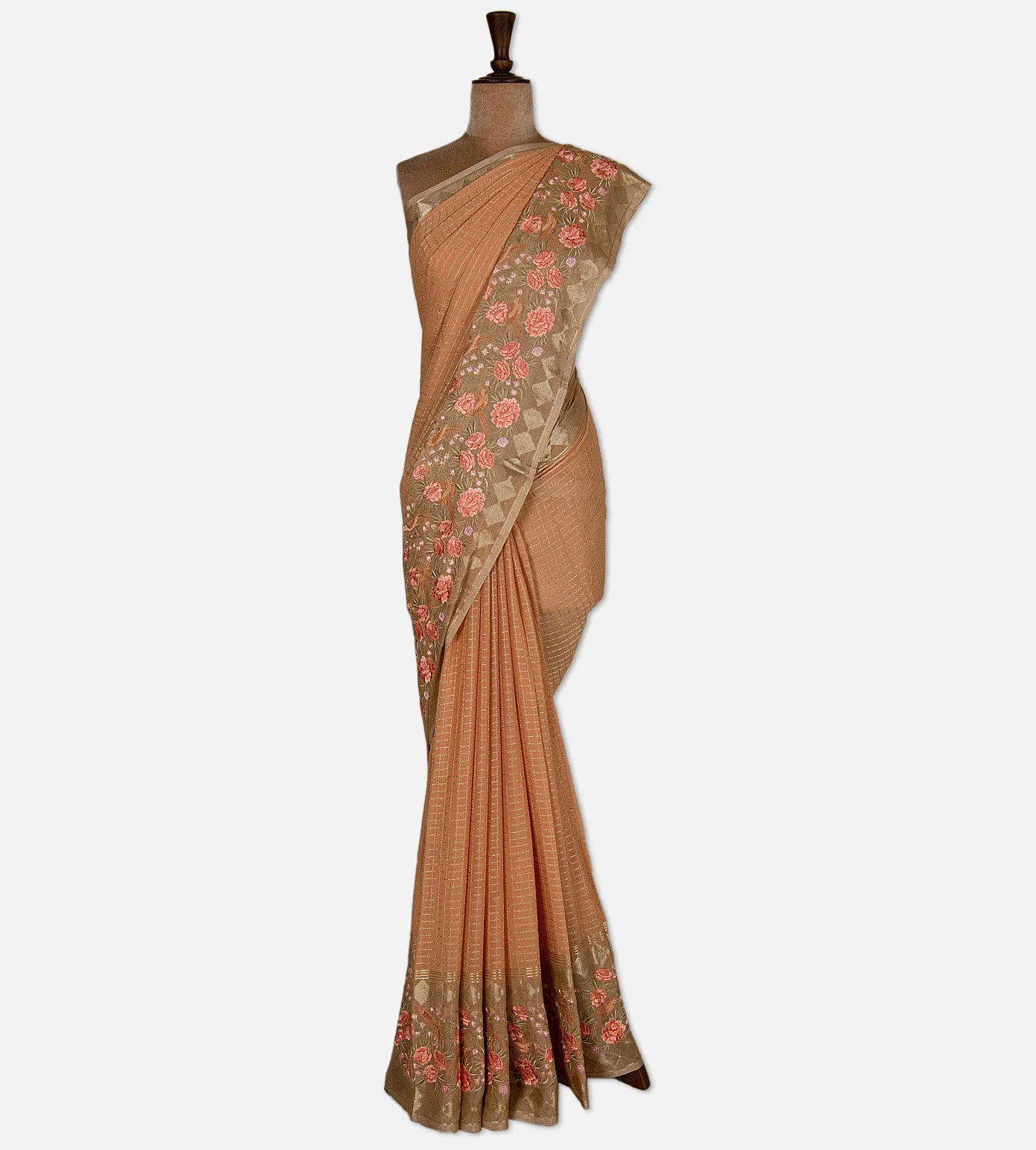 Peach Georgette Saree