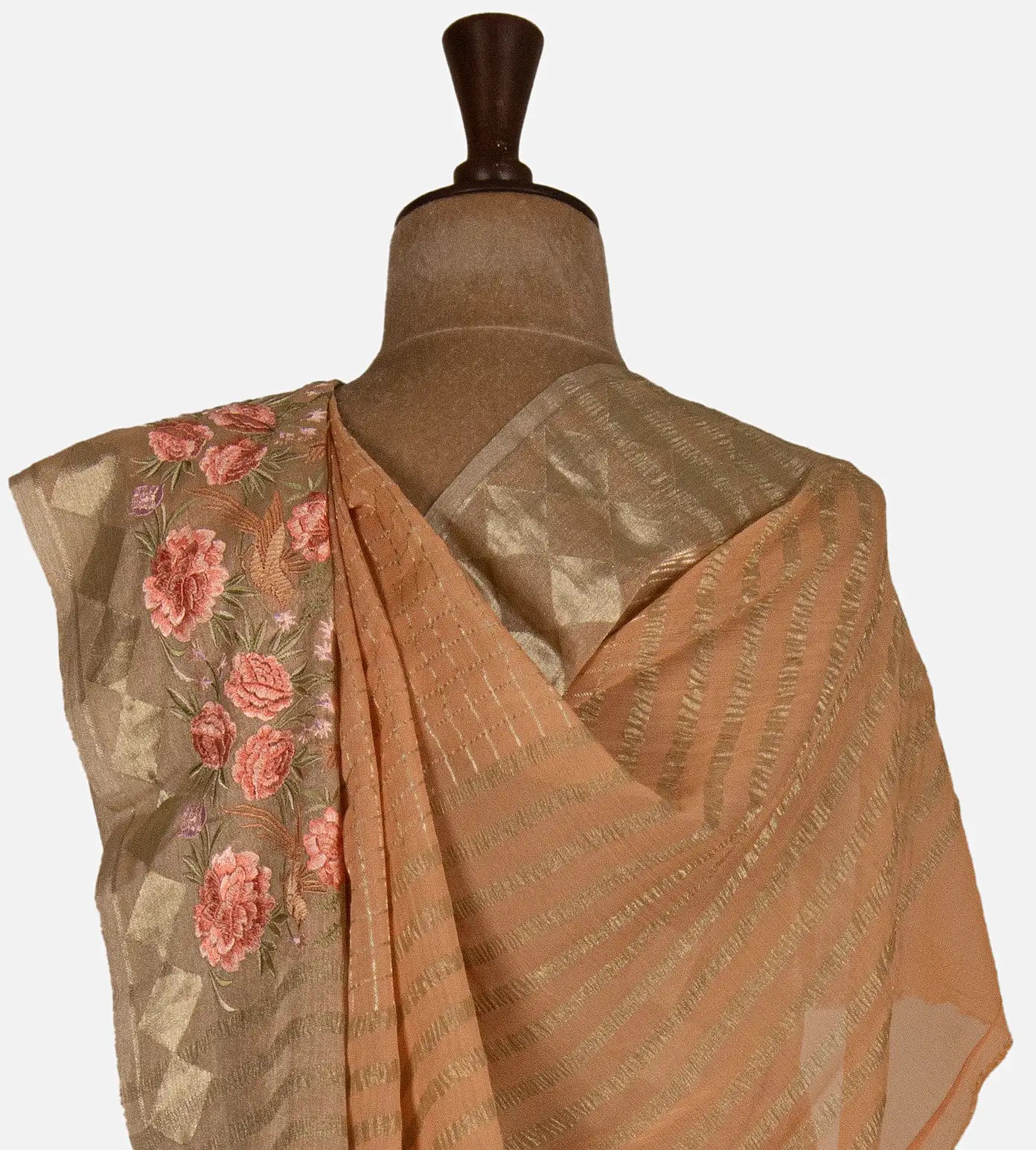 Peach Georgette Saree