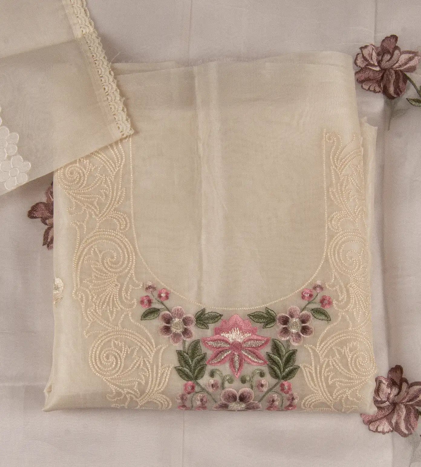 Off-White Organza Embroidery Salwar