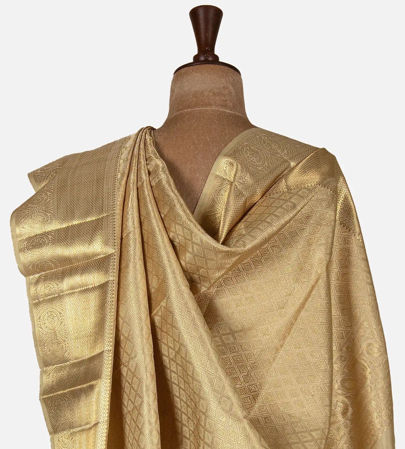 Beige Kanchipuram Silk Saree