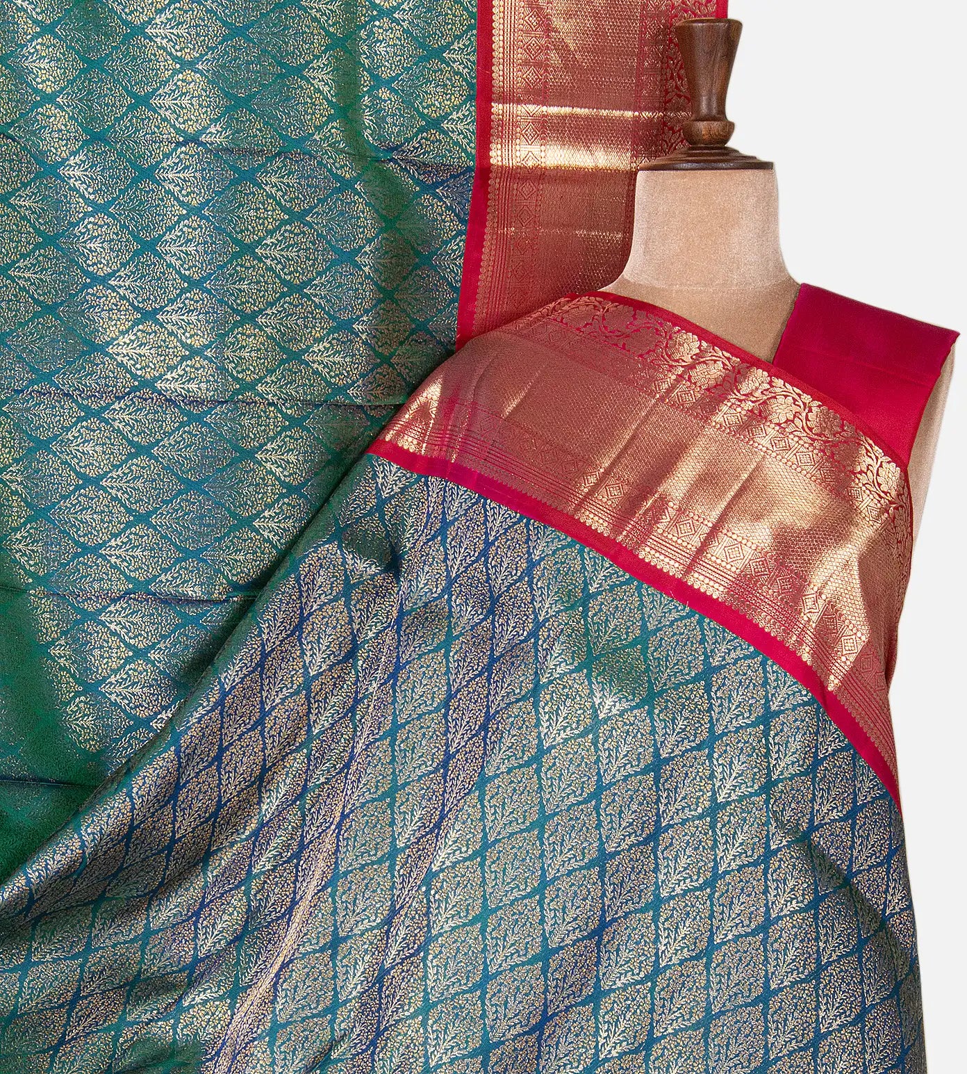 Deep Teal Kanchipuram Silk Saree
