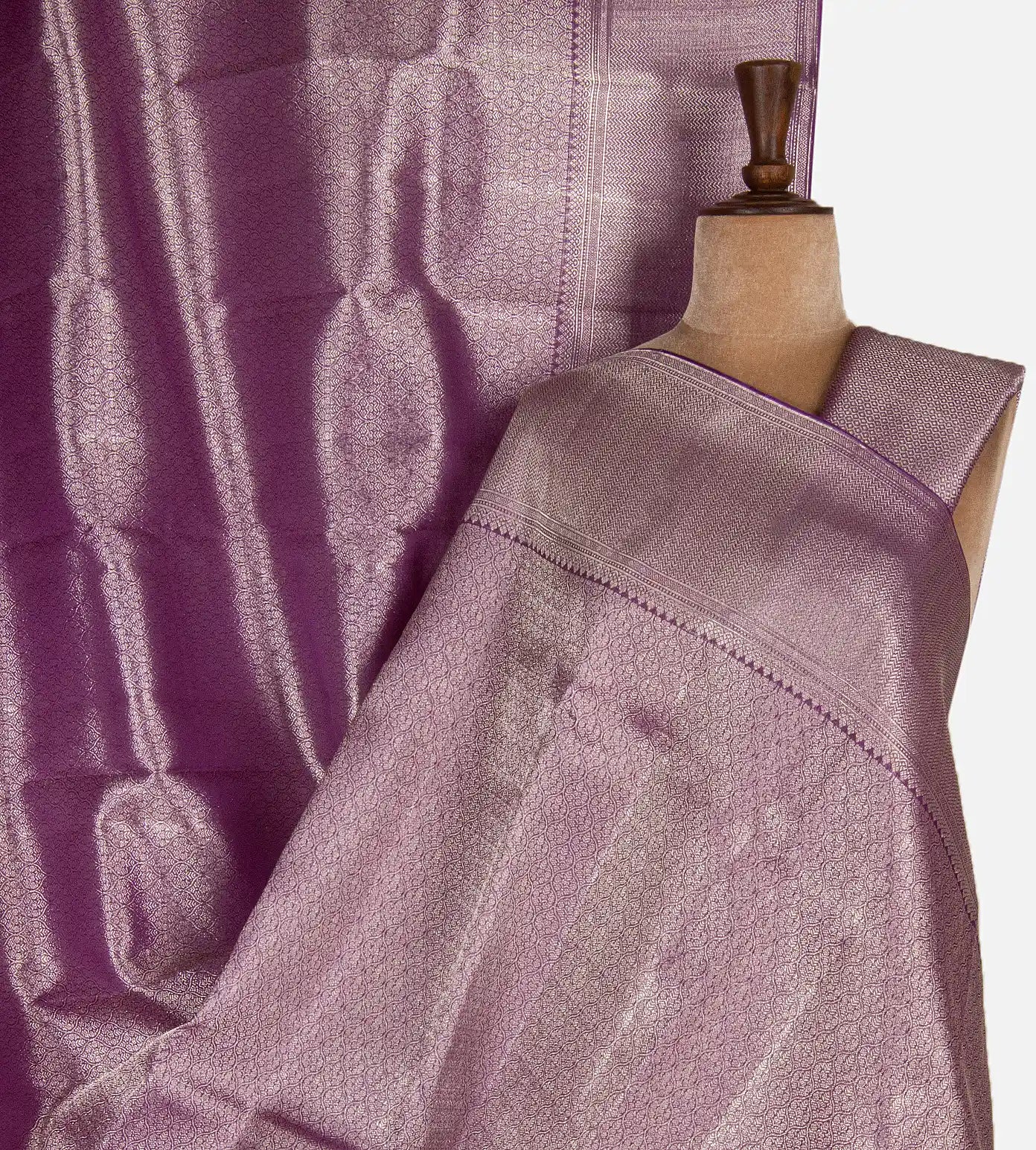 Purple Kora Kanchipuram Silk Saree