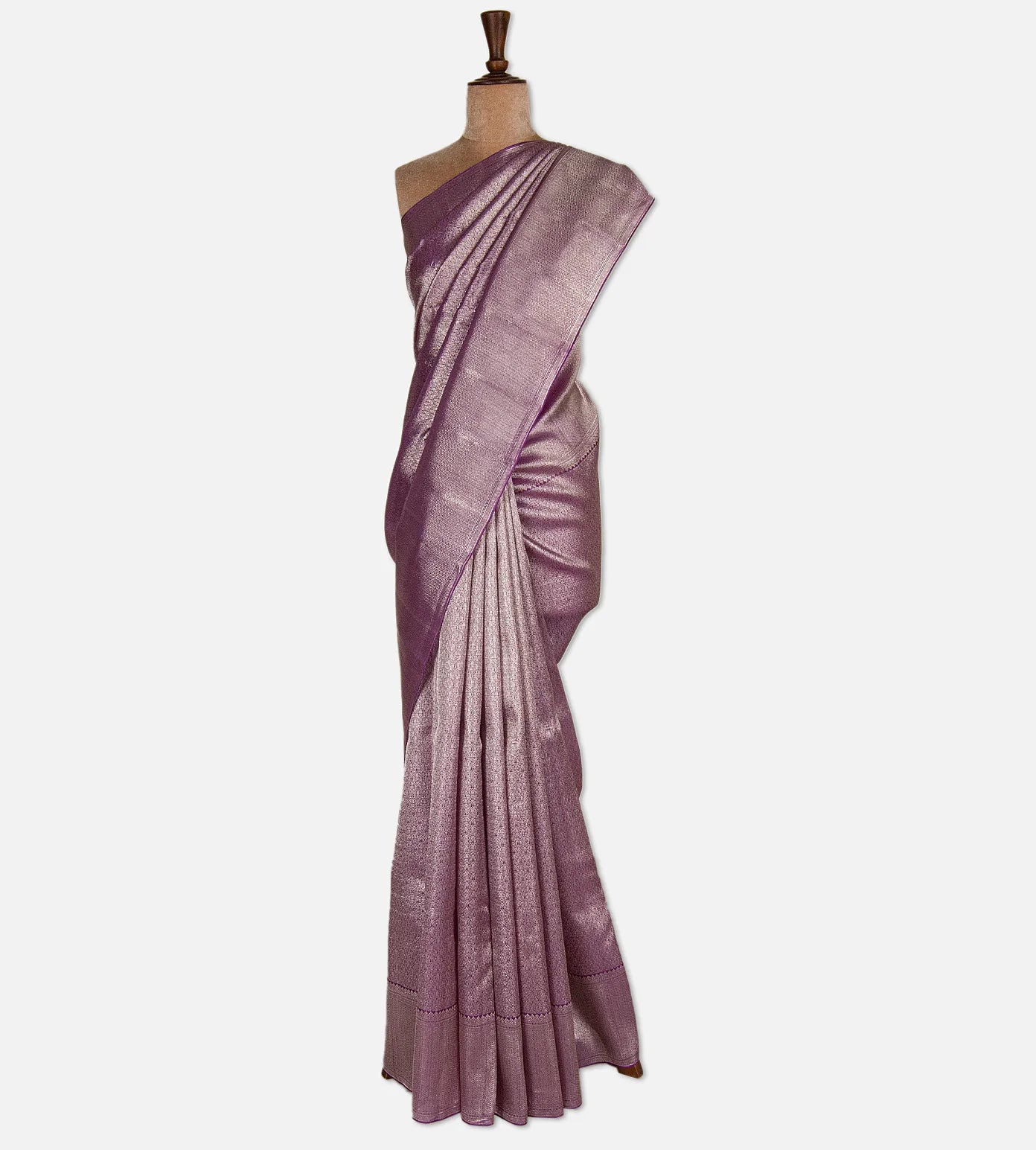 Purple Kora Kanchipuram Silk Saree