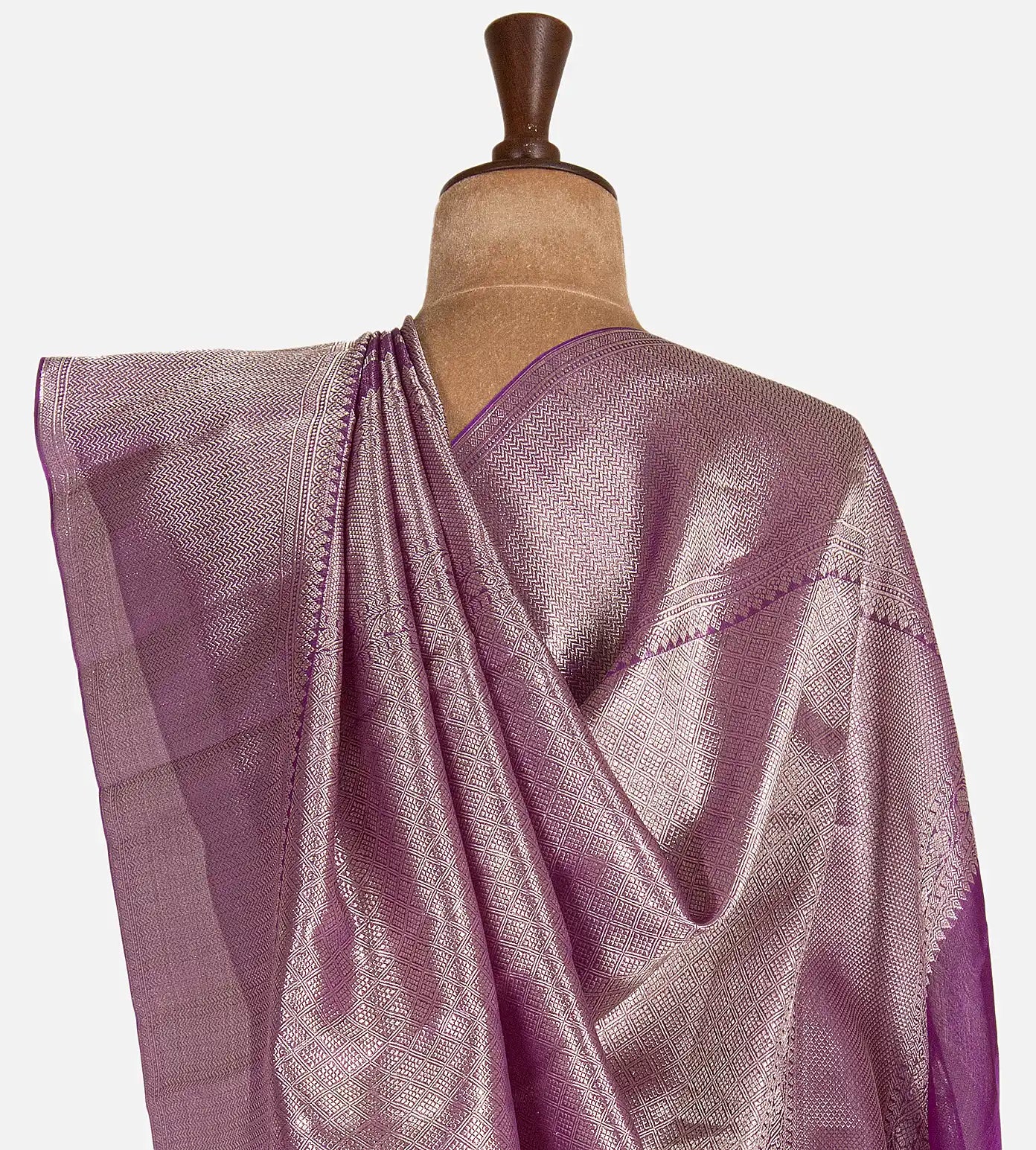 Purple Kora Kanchipuram Silk Saree