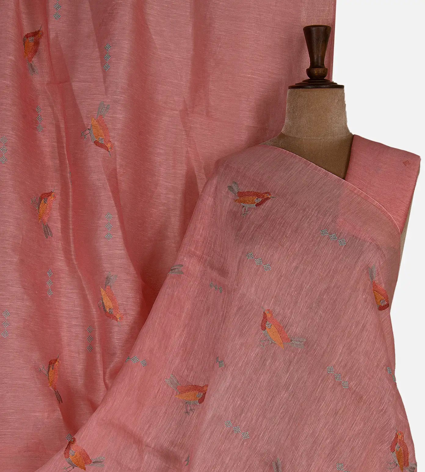 Salmon Pink Linen Saree