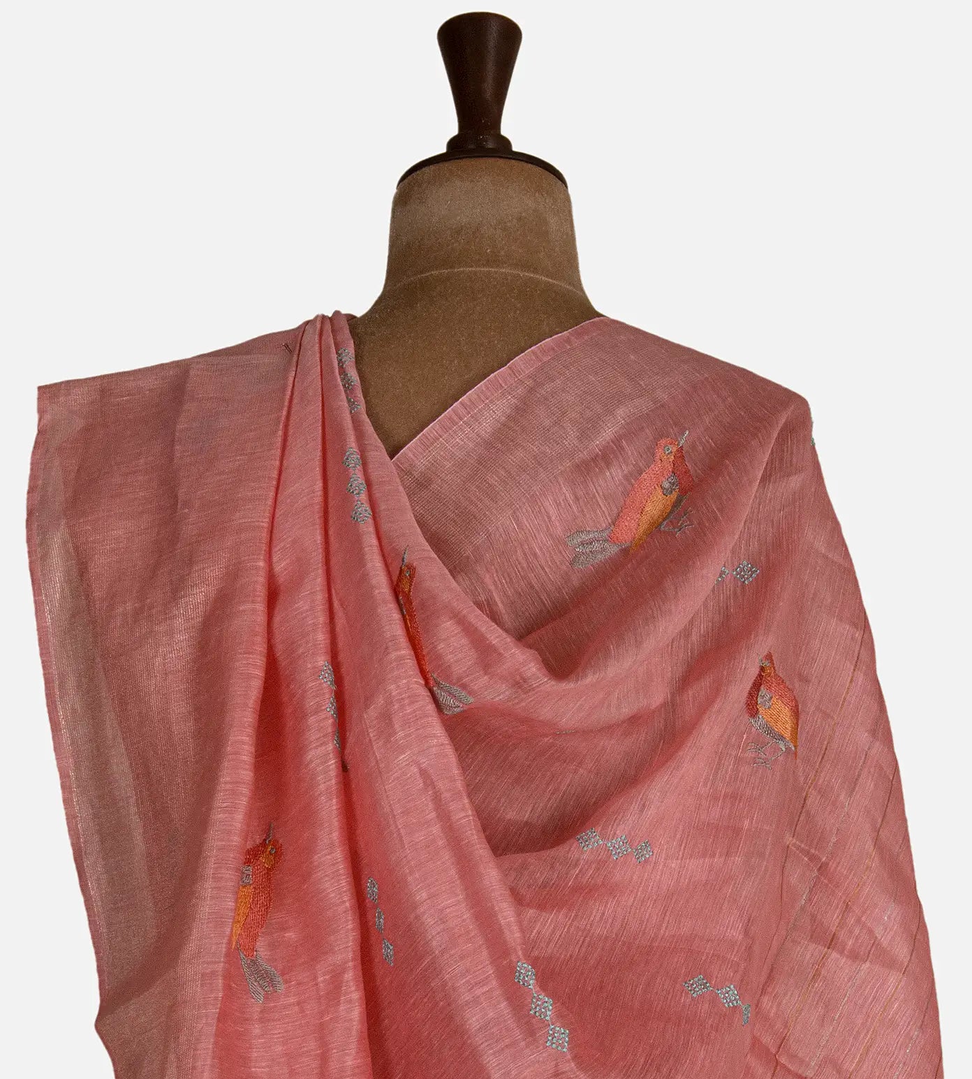 Salmon Pink Linen Saree