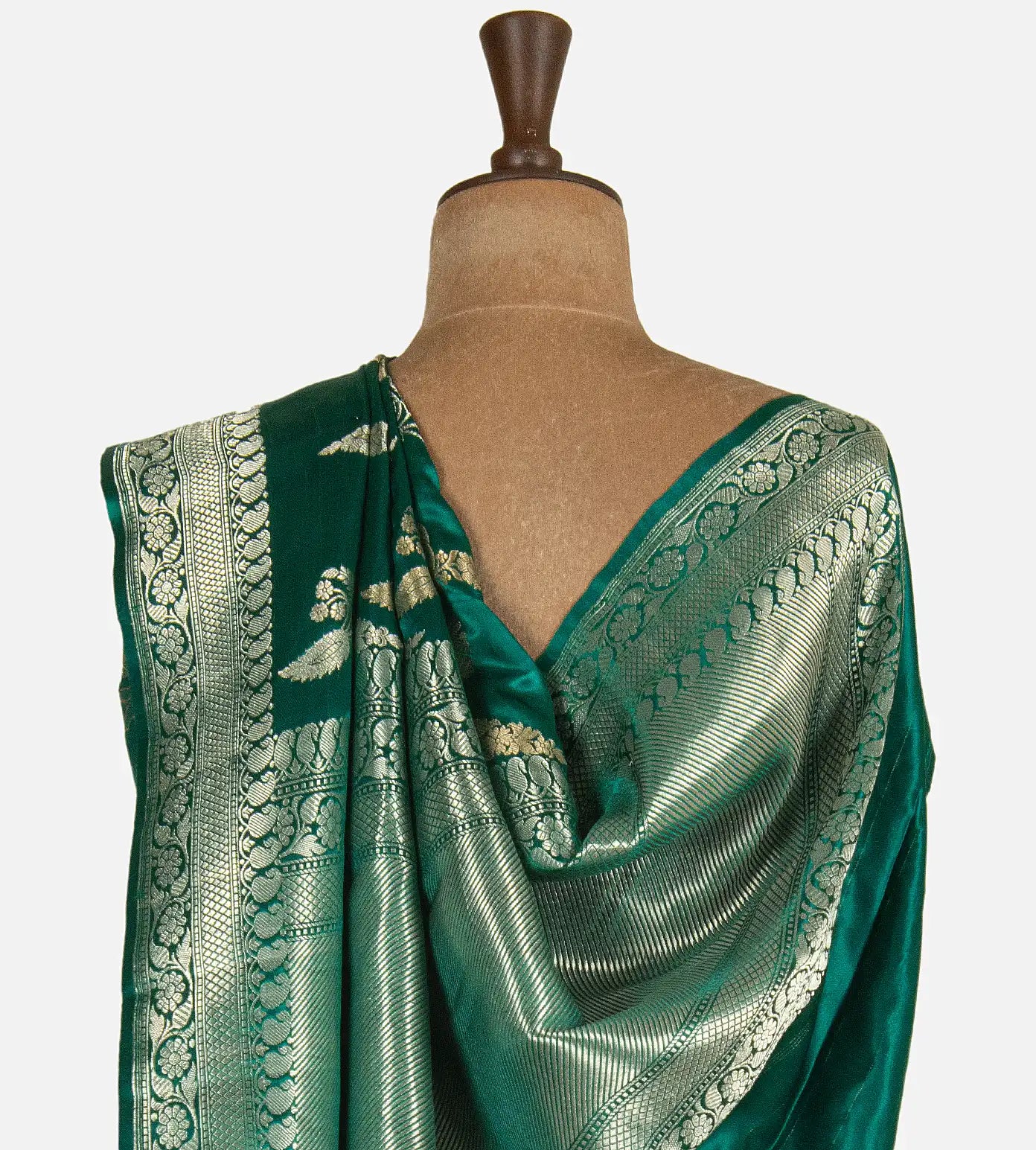 Teal Banarasi Mashru Silk Saree