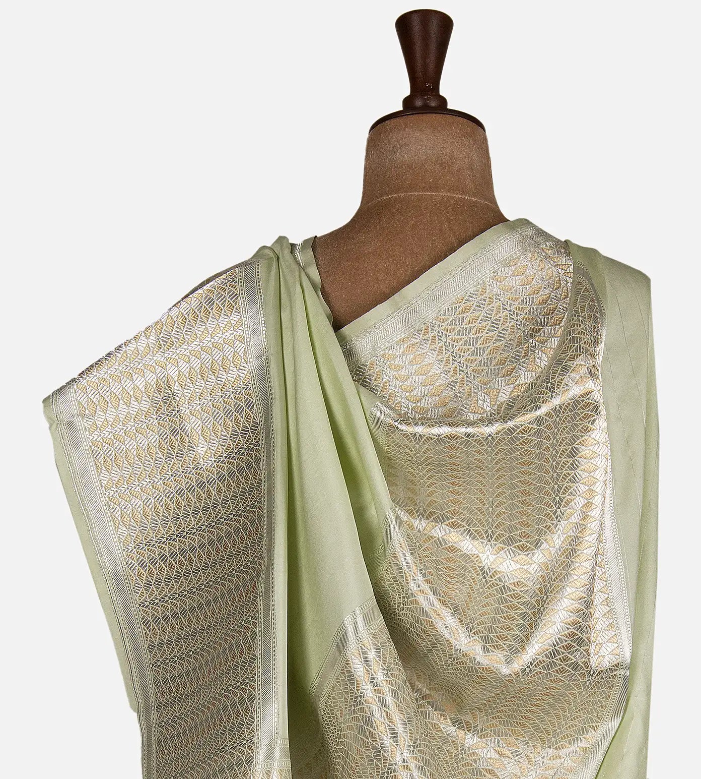 Pastel Green Banarasi Mashru Silk Saree