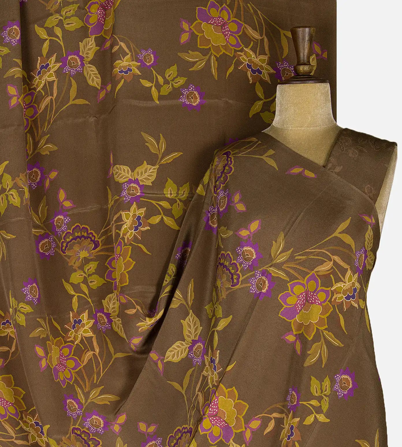 Brown Crepe Saree