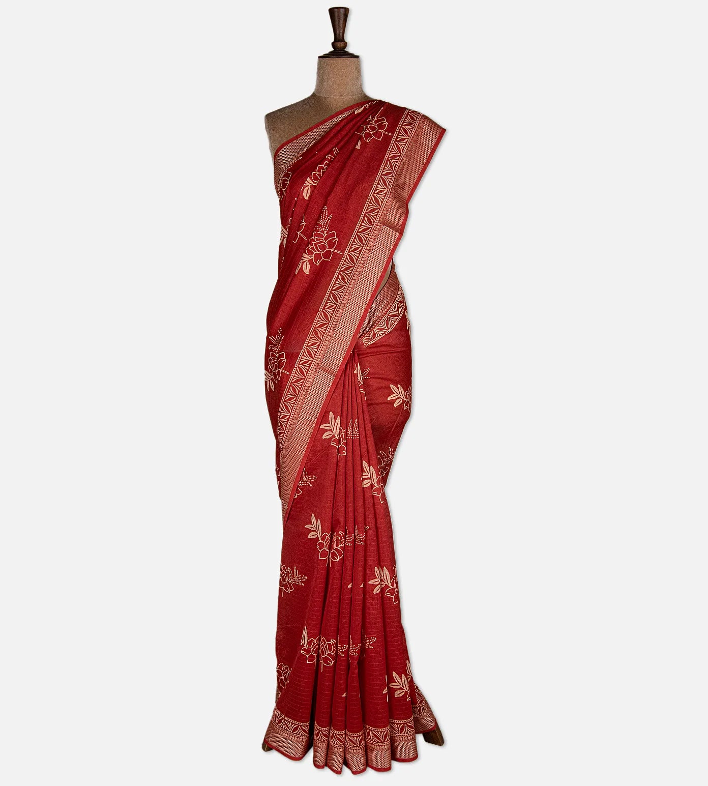 Red Chanderi Cotton Saree