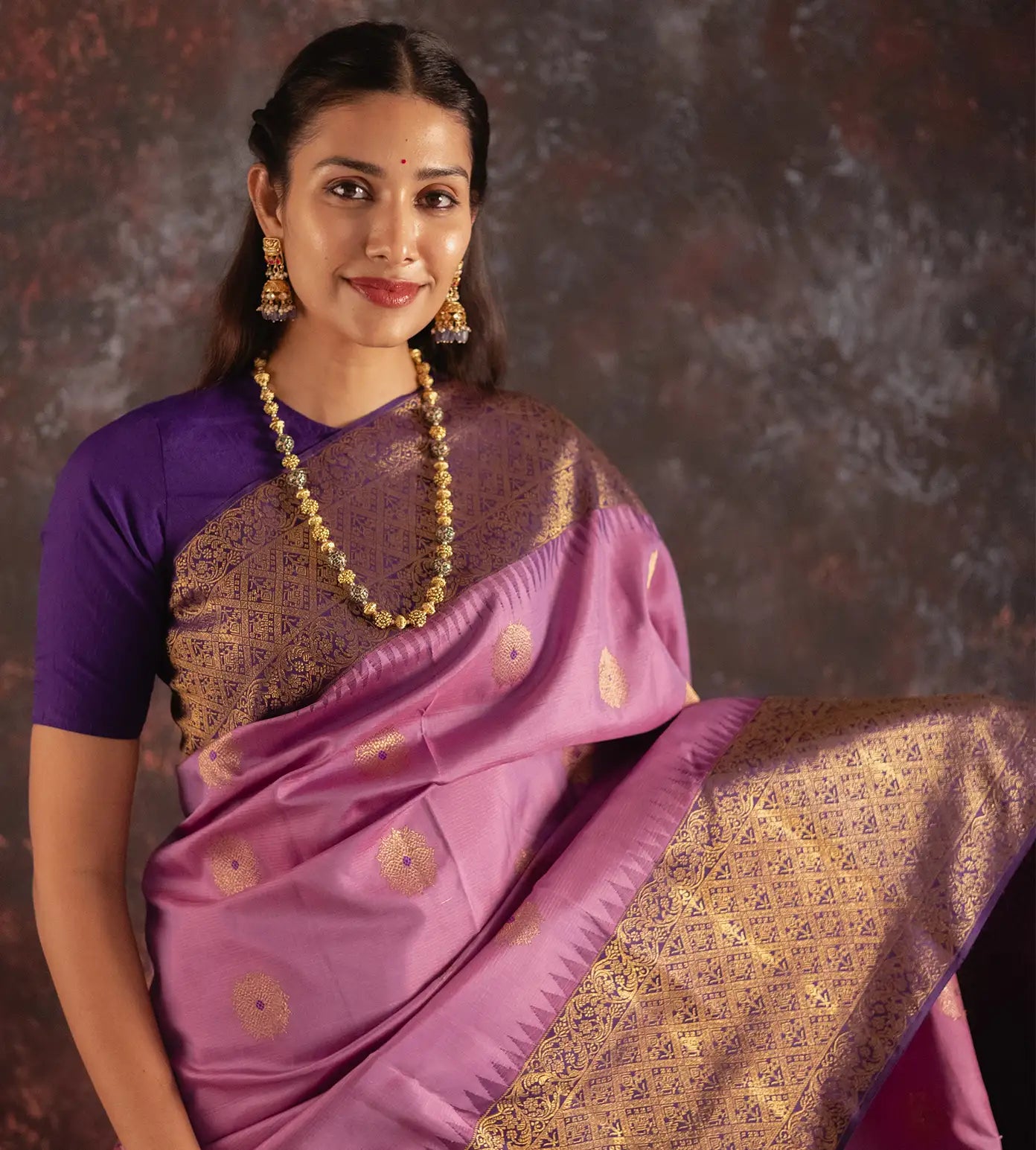 Lavender Kanchipuram Silk Saree