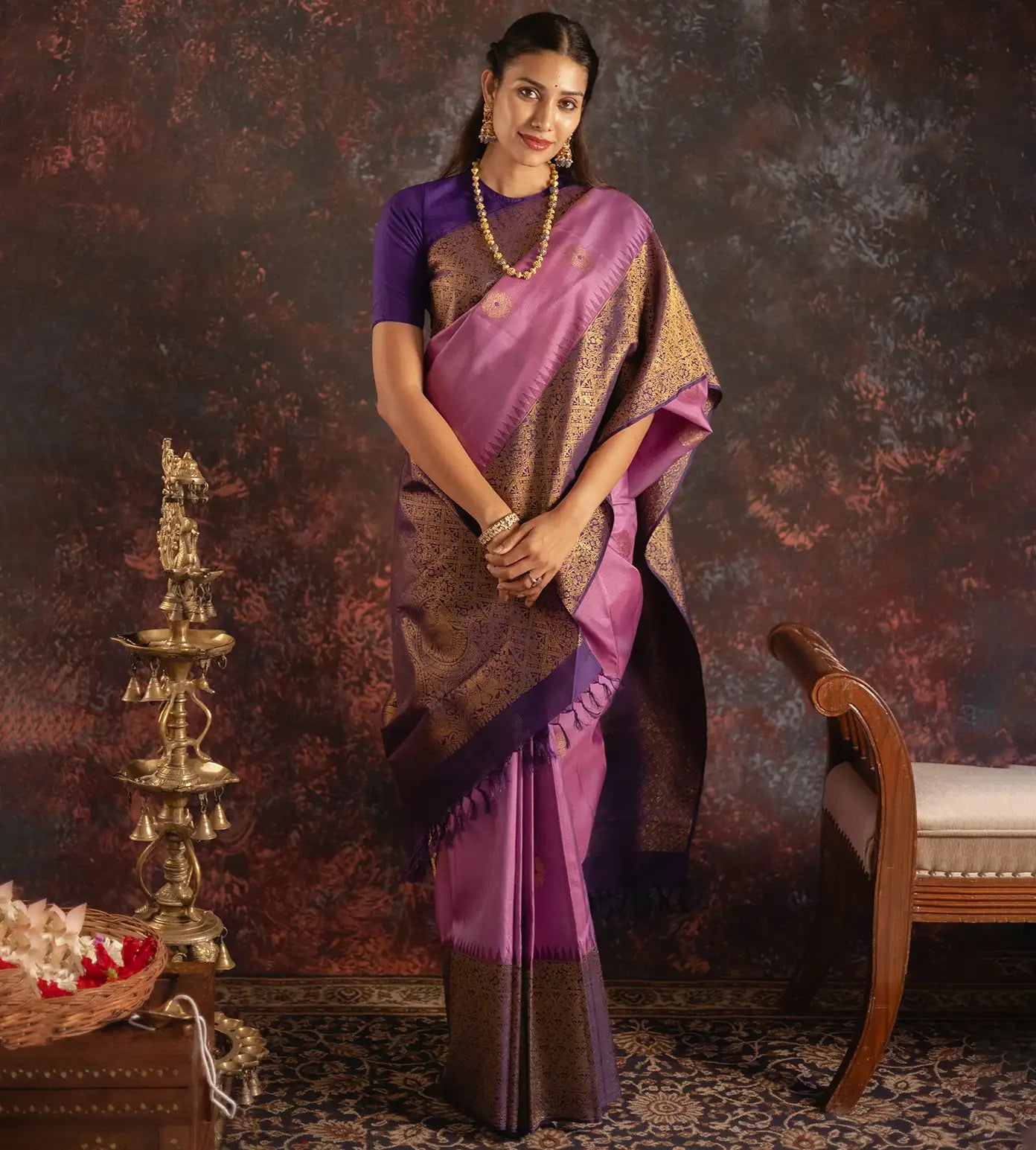 Lavender Kanchipuram Silk Saree