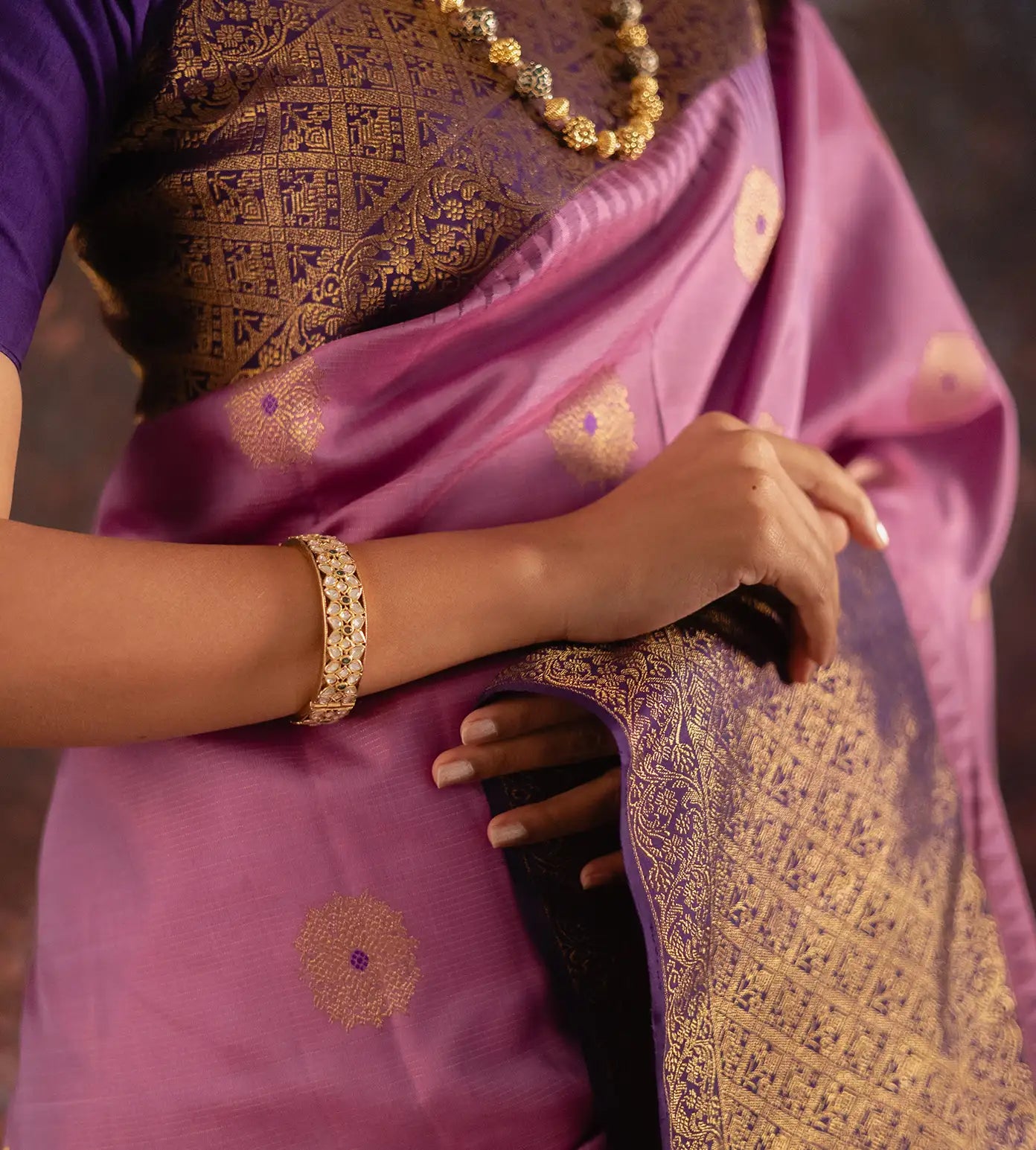Lavender Kanchipuram Silk Saree