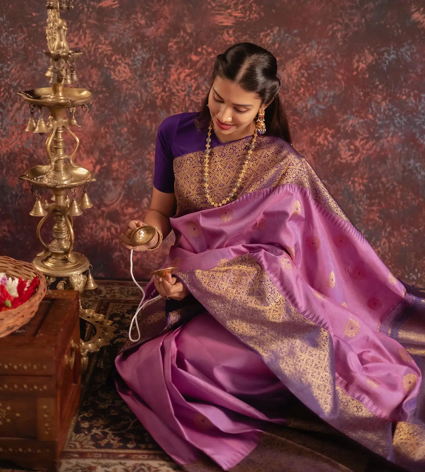 Lavender Kanchipuram Silk Saree