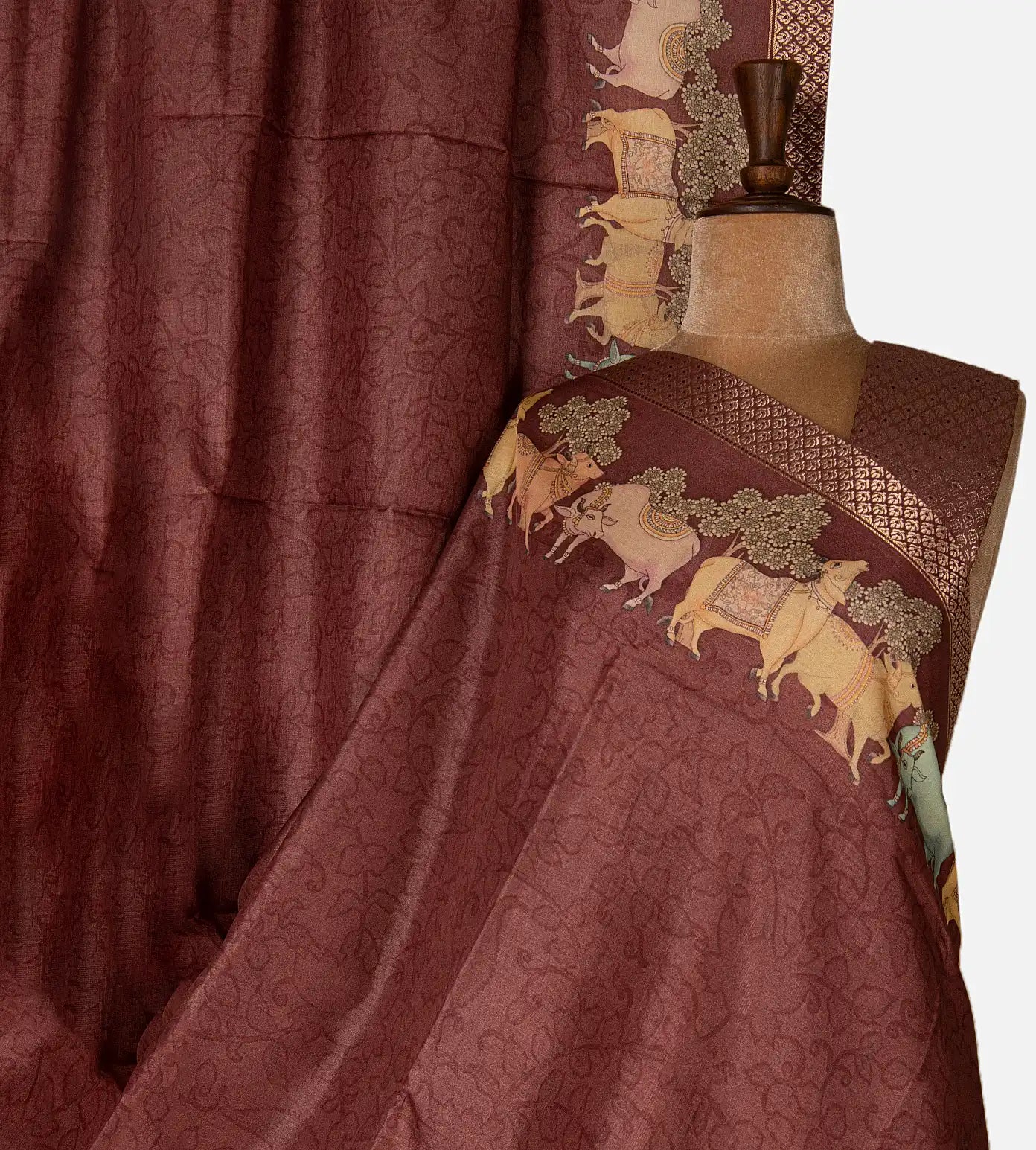 Maroon Tussar Saree
