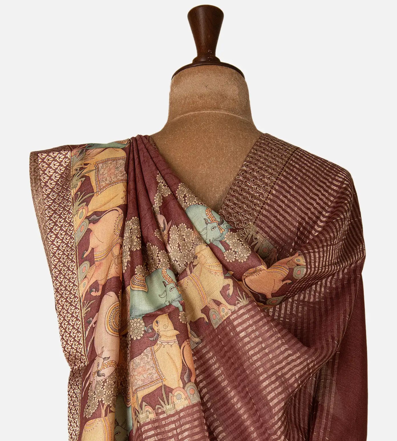 Maroon Tussar Saree
