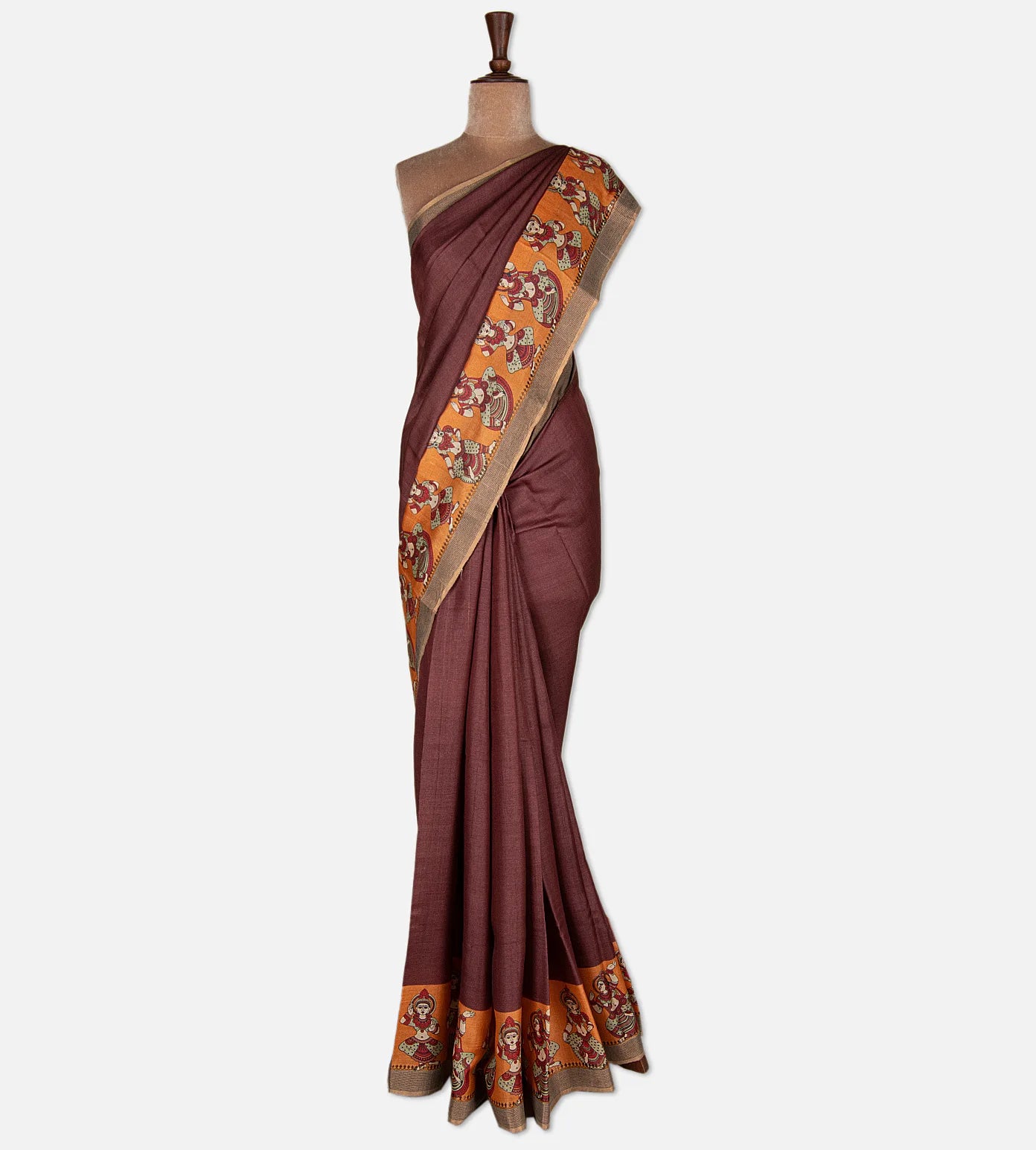 Maroon Tussar Saree