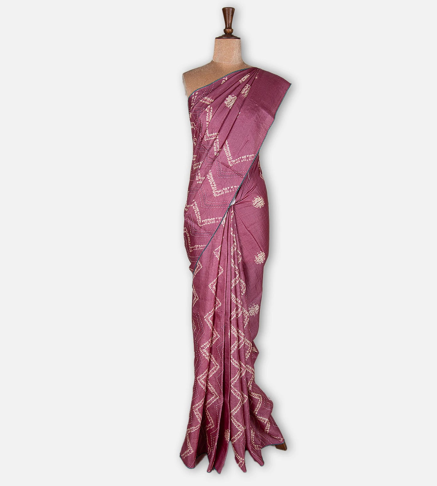 Light Pink Shibori Tussar Saree