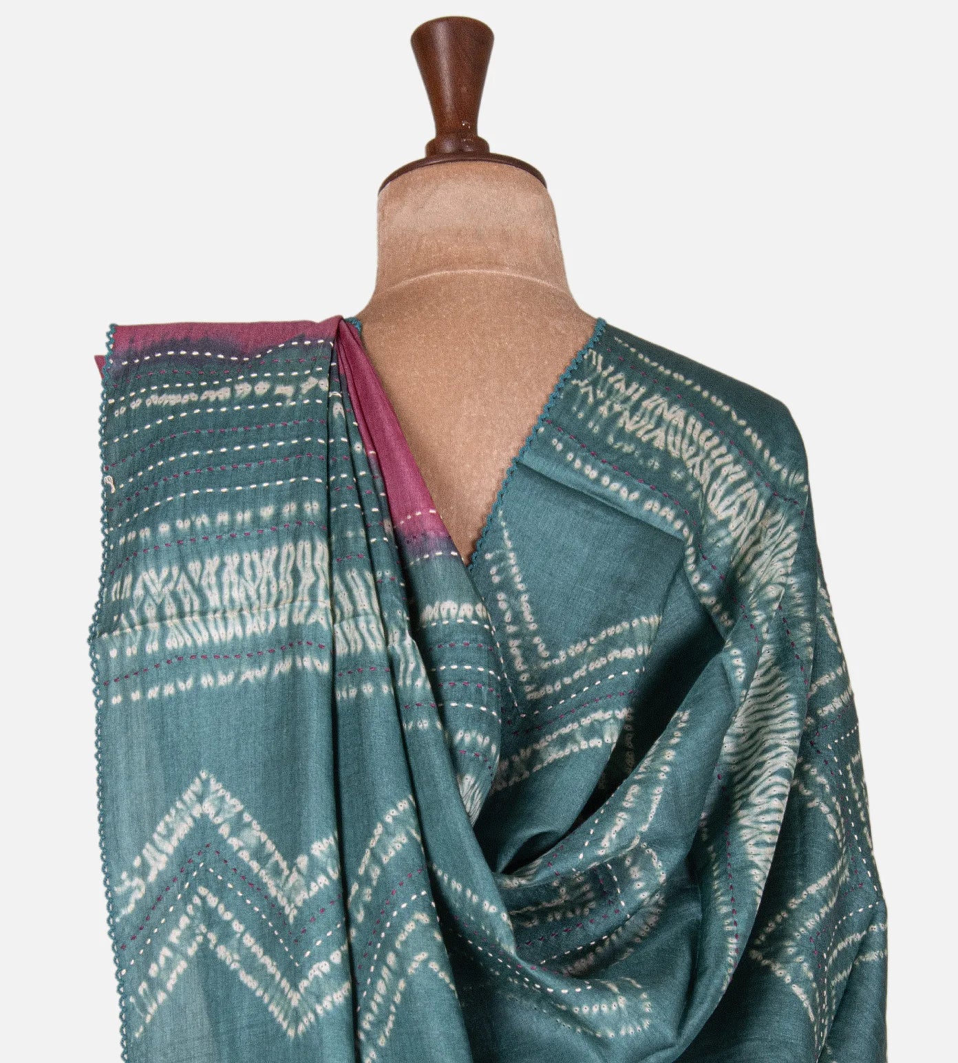 Light Pink Shibori Tussar Saree