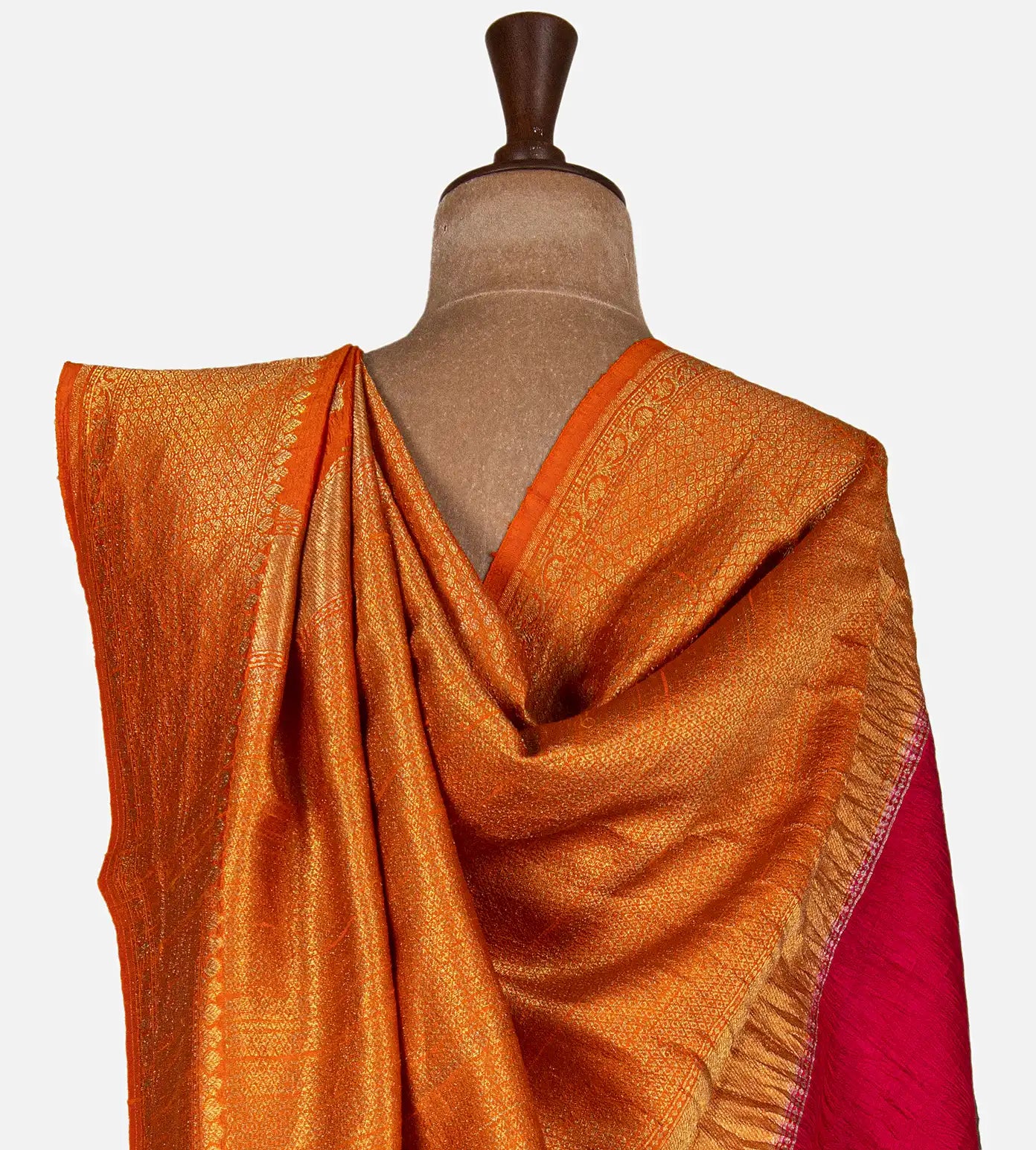 Orange Banarasi Tussar Saree