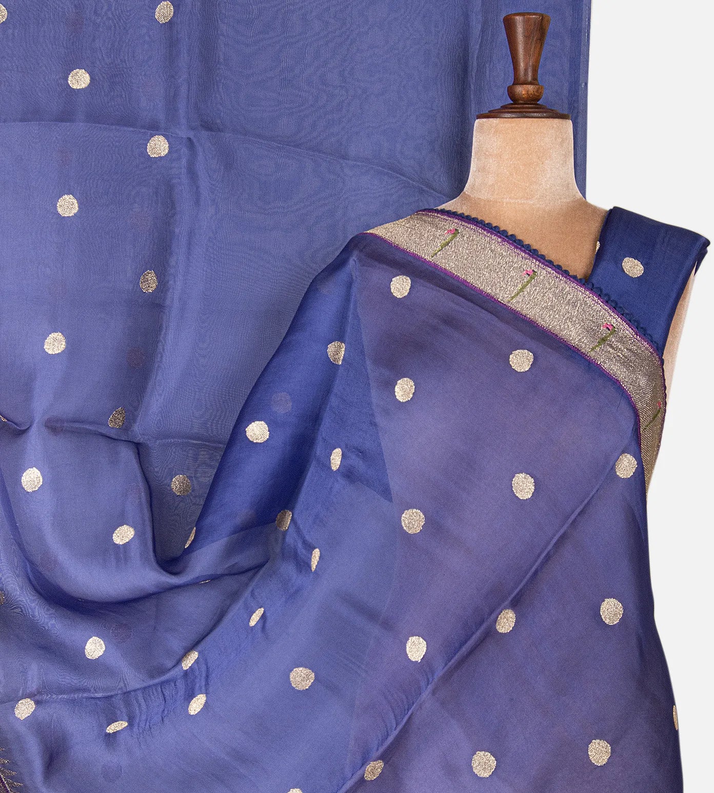 Light Blue Organza Embroidery Saree