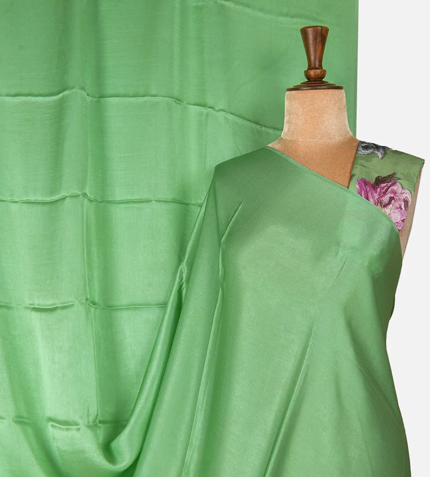 Green Satin Crepe Saree